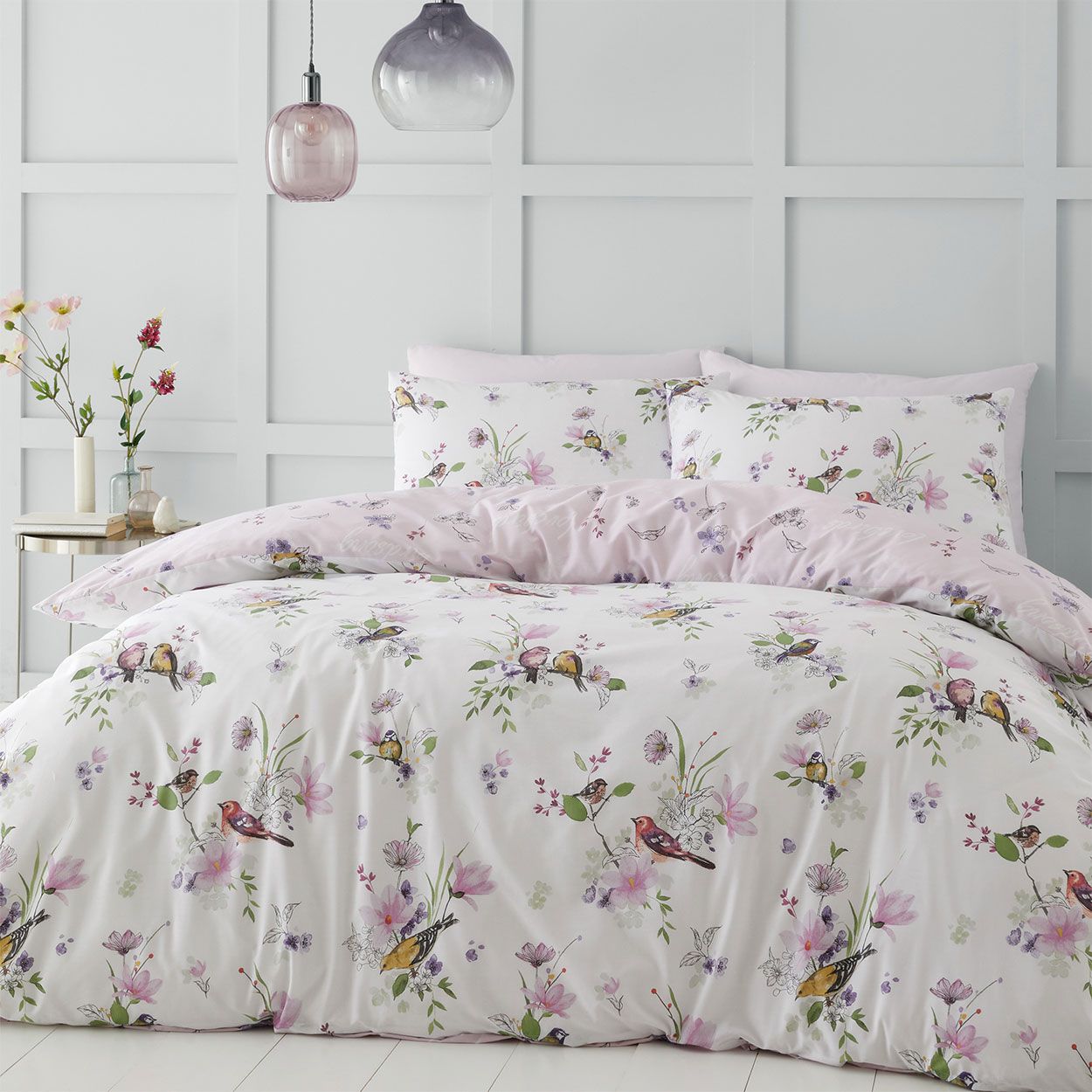 Songbird Double Duvet Set Pink