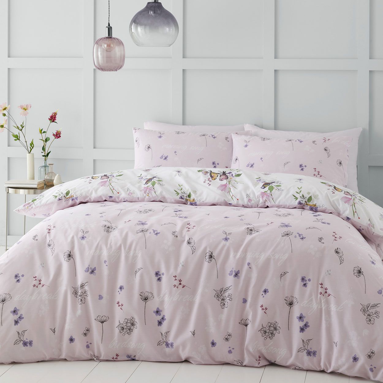 Songbird Double Duvet Set Pink