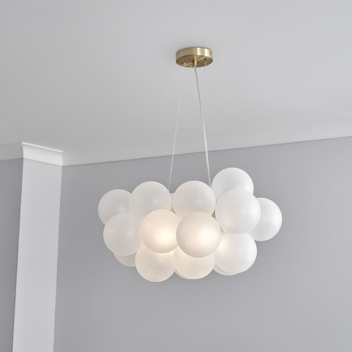 Glass Cloud Pendant Satin Brass