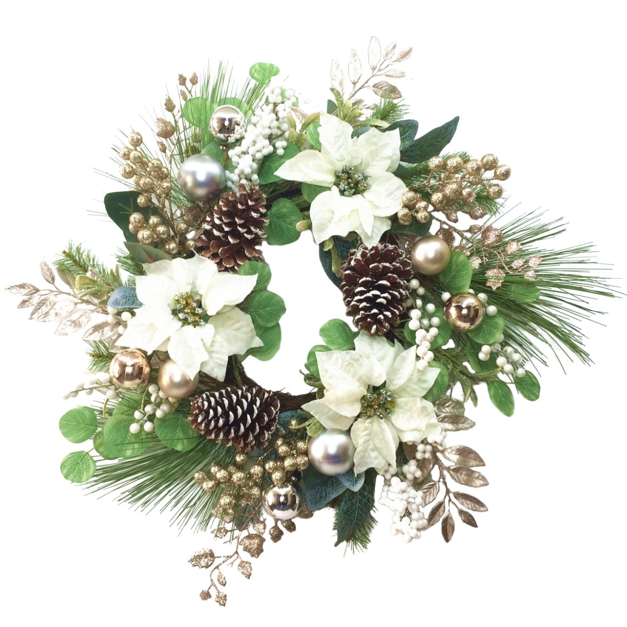 Christmas Flower Wreath White 60cm