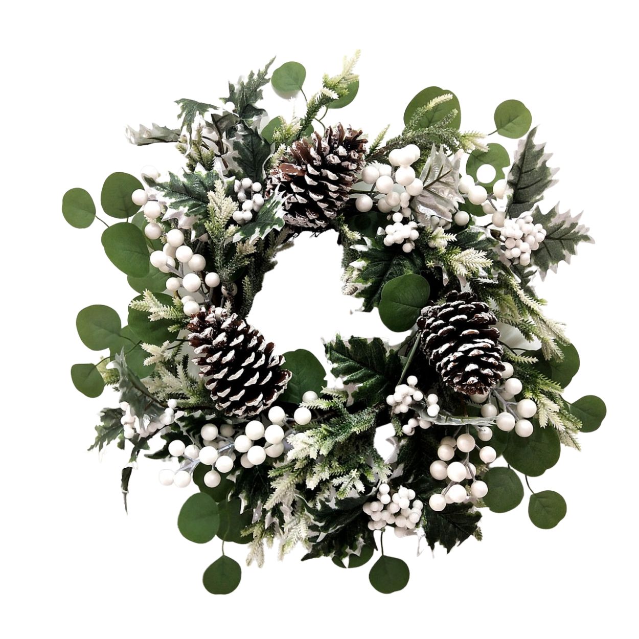 Pinecones and White Berry Wreath 50cm