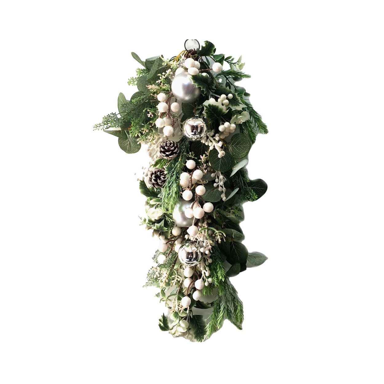 White Berry and Silver Bauble Swag 66cm