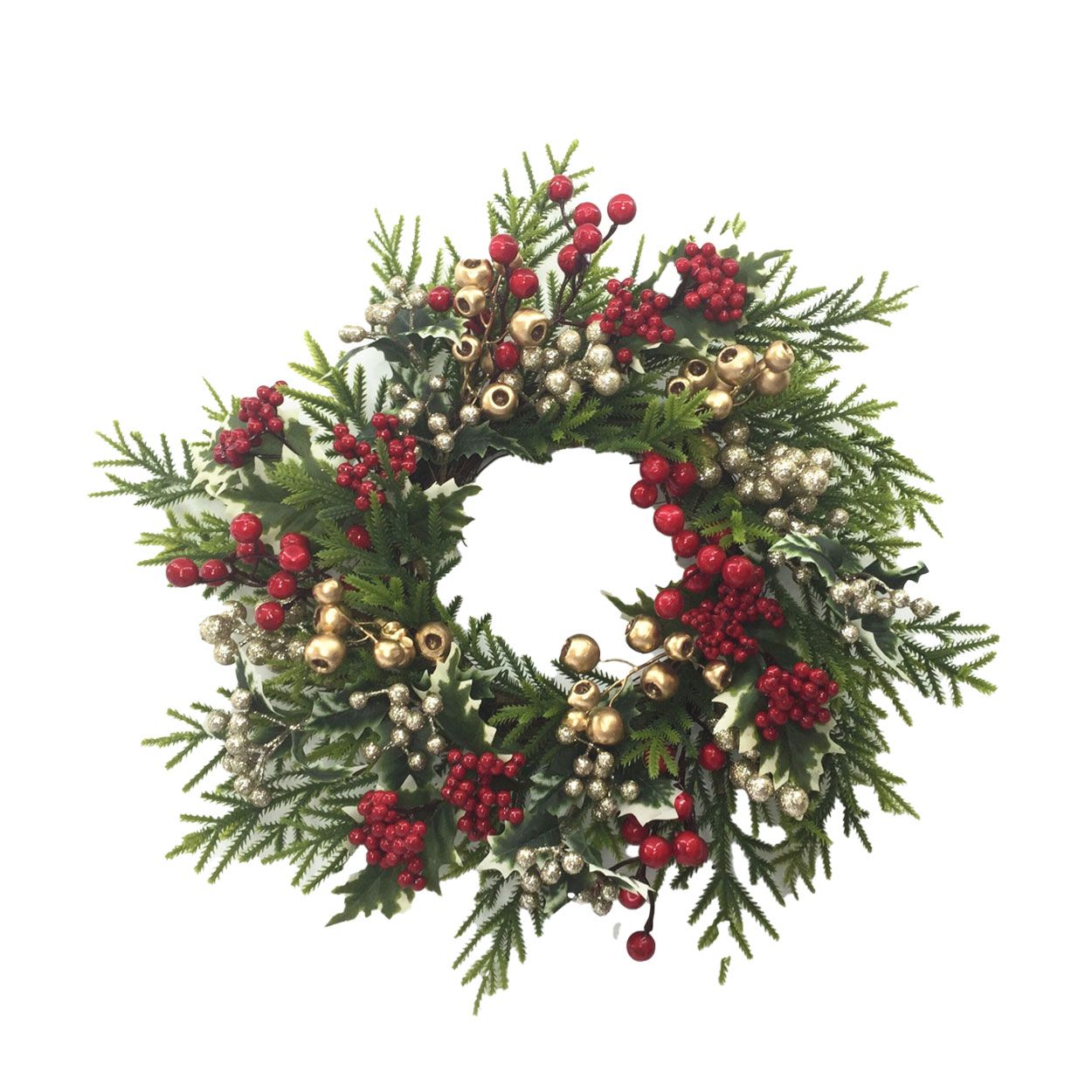 Red and Gold Berry Wreath 50cm