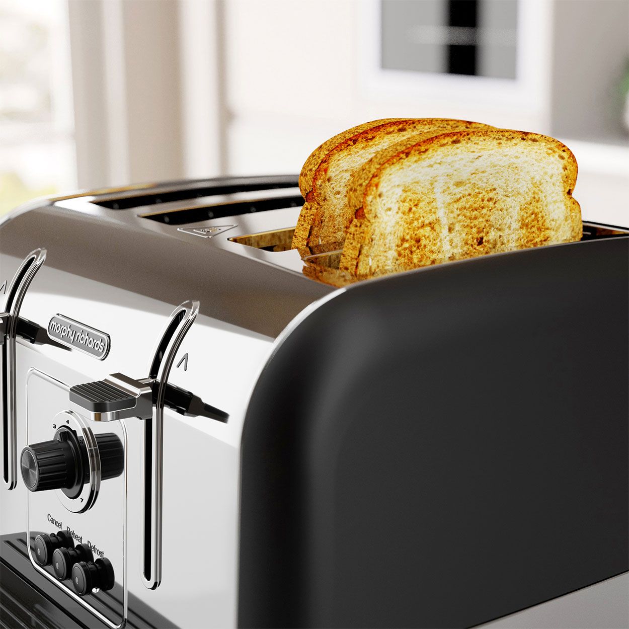Morphy Richards Venture 4 Slice Toaster Stainless Steel Black
