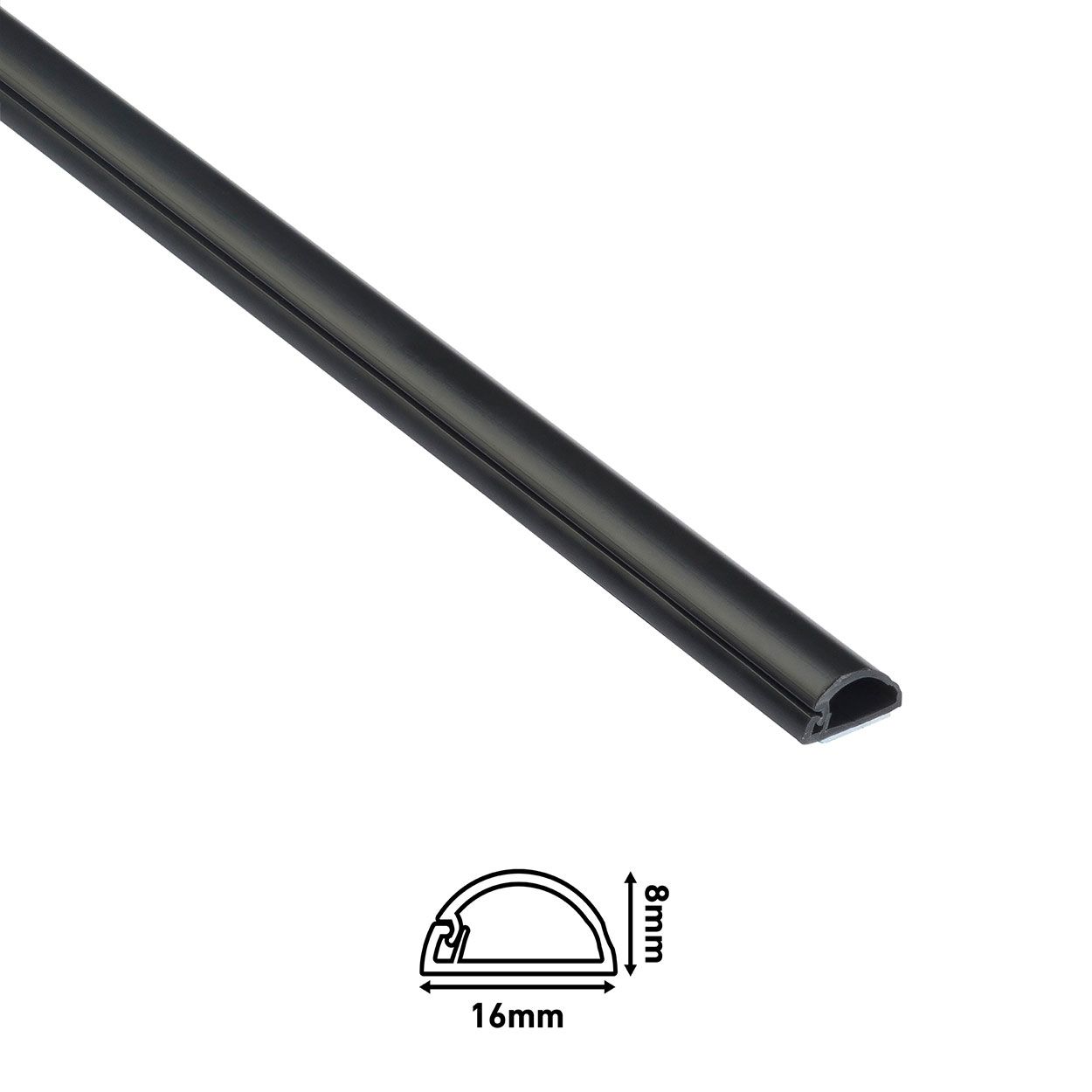 D-Line 2M Length Trunking 16X08 Half Round - Black