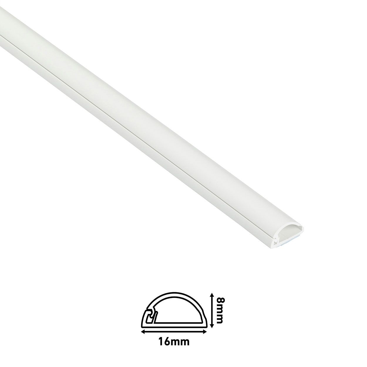 D-Line 2M Length Trunking 16X08 Half Round - White