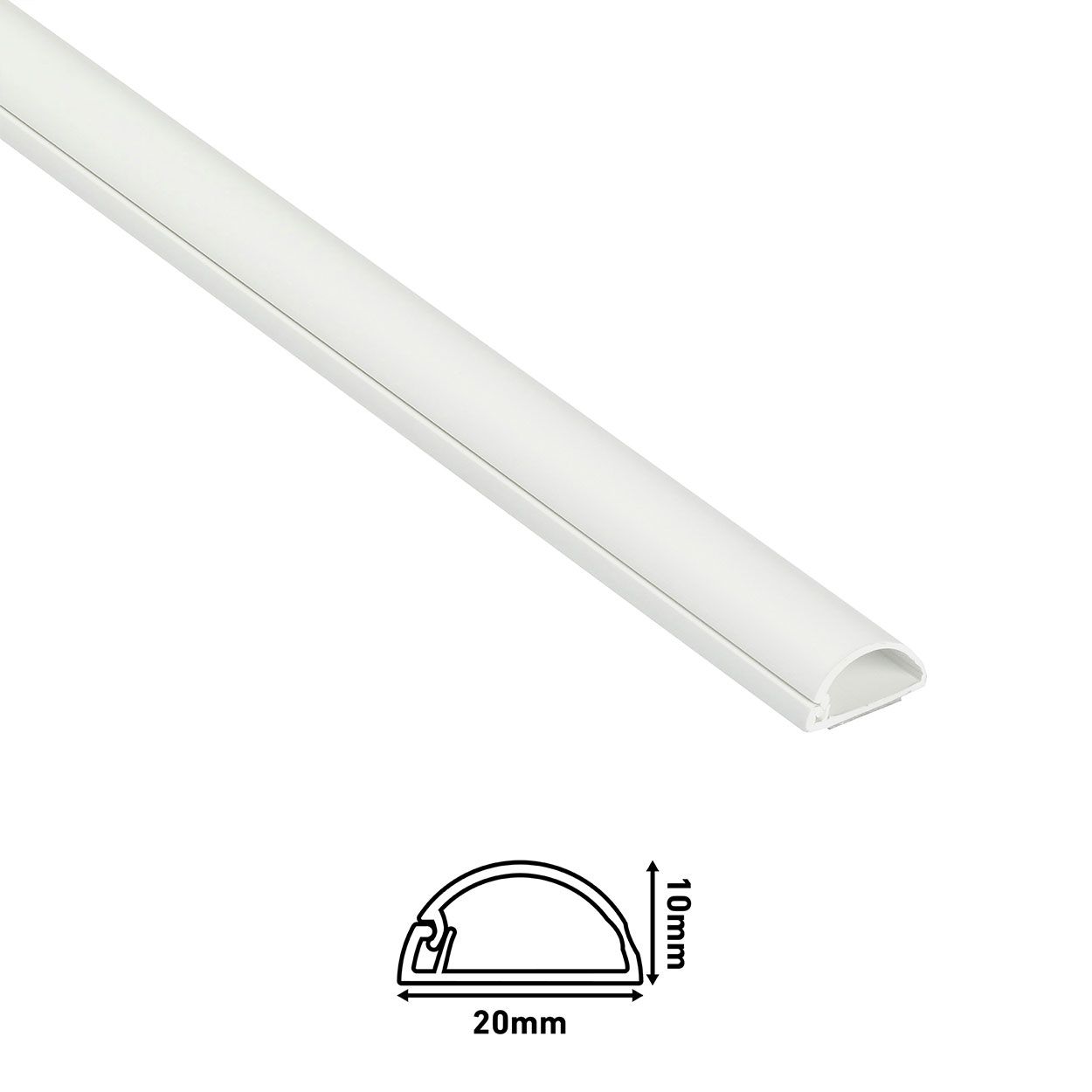 D-Line 2M Length Trunking 20X10 Half Round - White