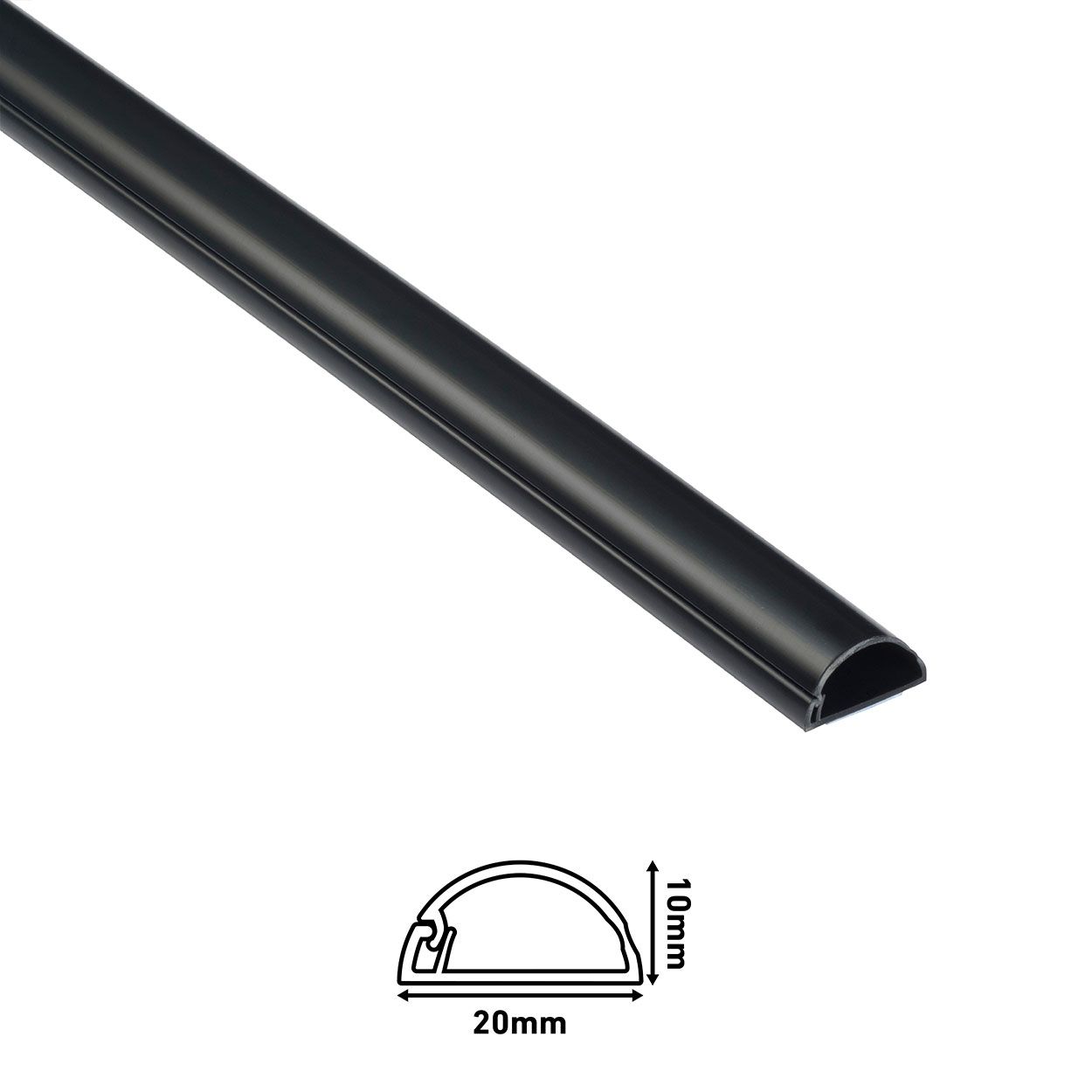 D-Line 2M Length Trunking 20X10 Half Round - Black
