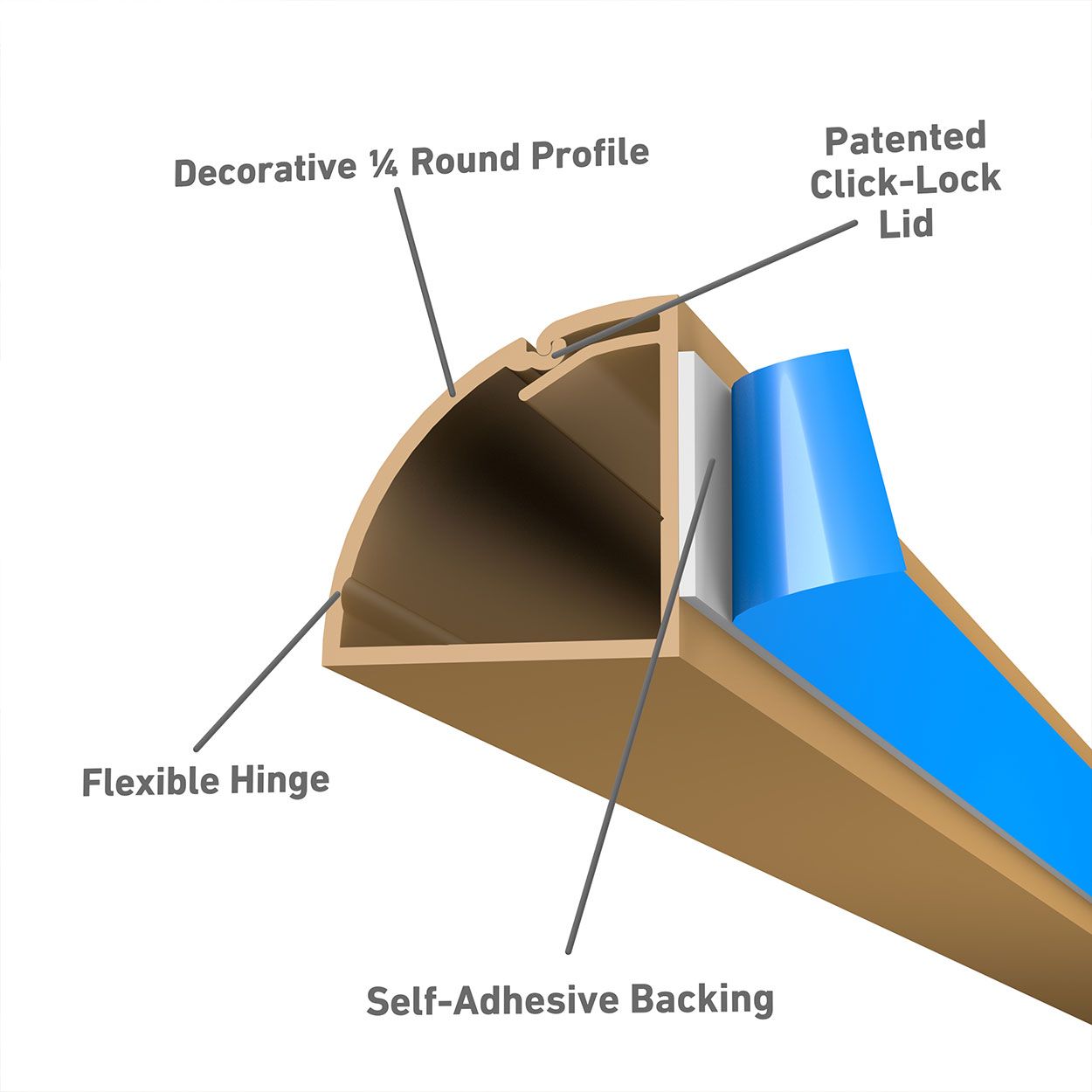 D-Line 2M Trunking 22X22 1/4 Round-Wood Effect