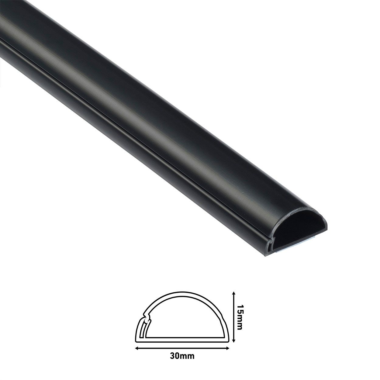 D-Line 2M Trunking 30X15 1/2 Round-Black