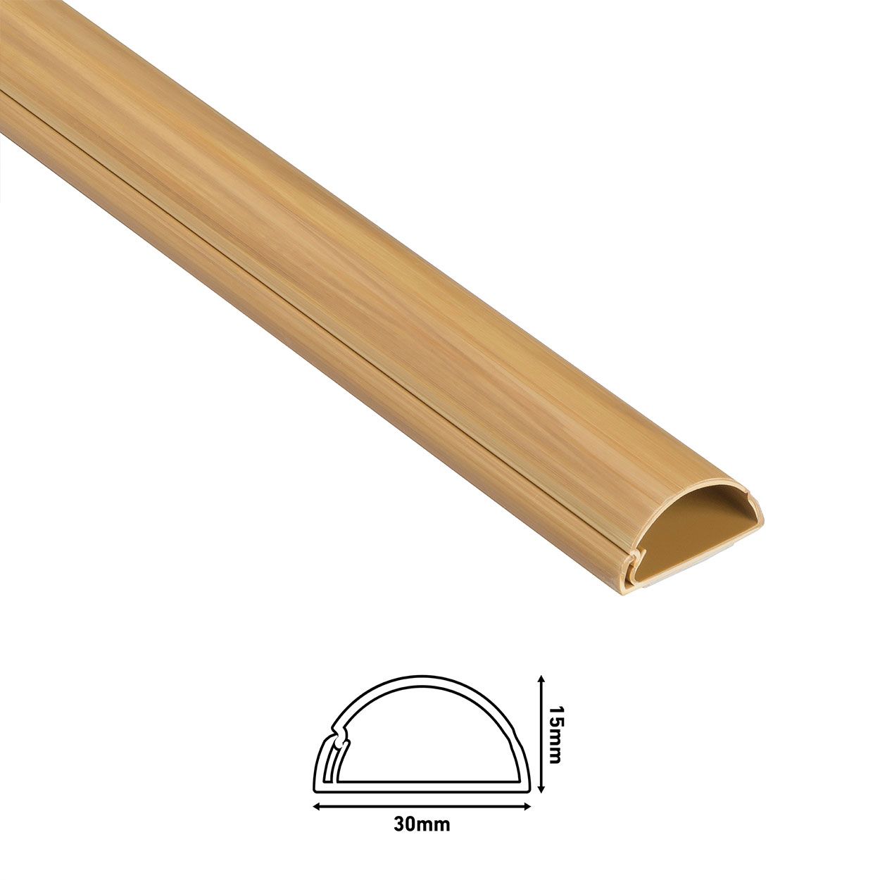 D-Line 2M Trunking 30X15 1/2 Round-Wood Effect