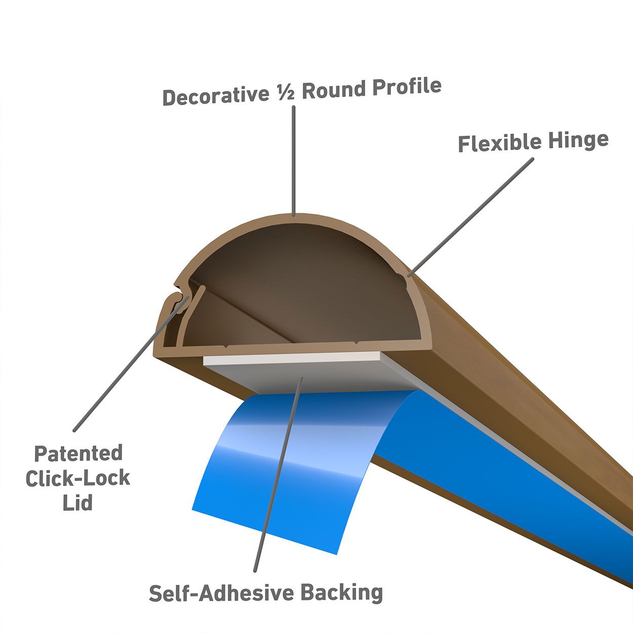D-Line 2M Trunking 30X15 1/2 Round-Wood Effect