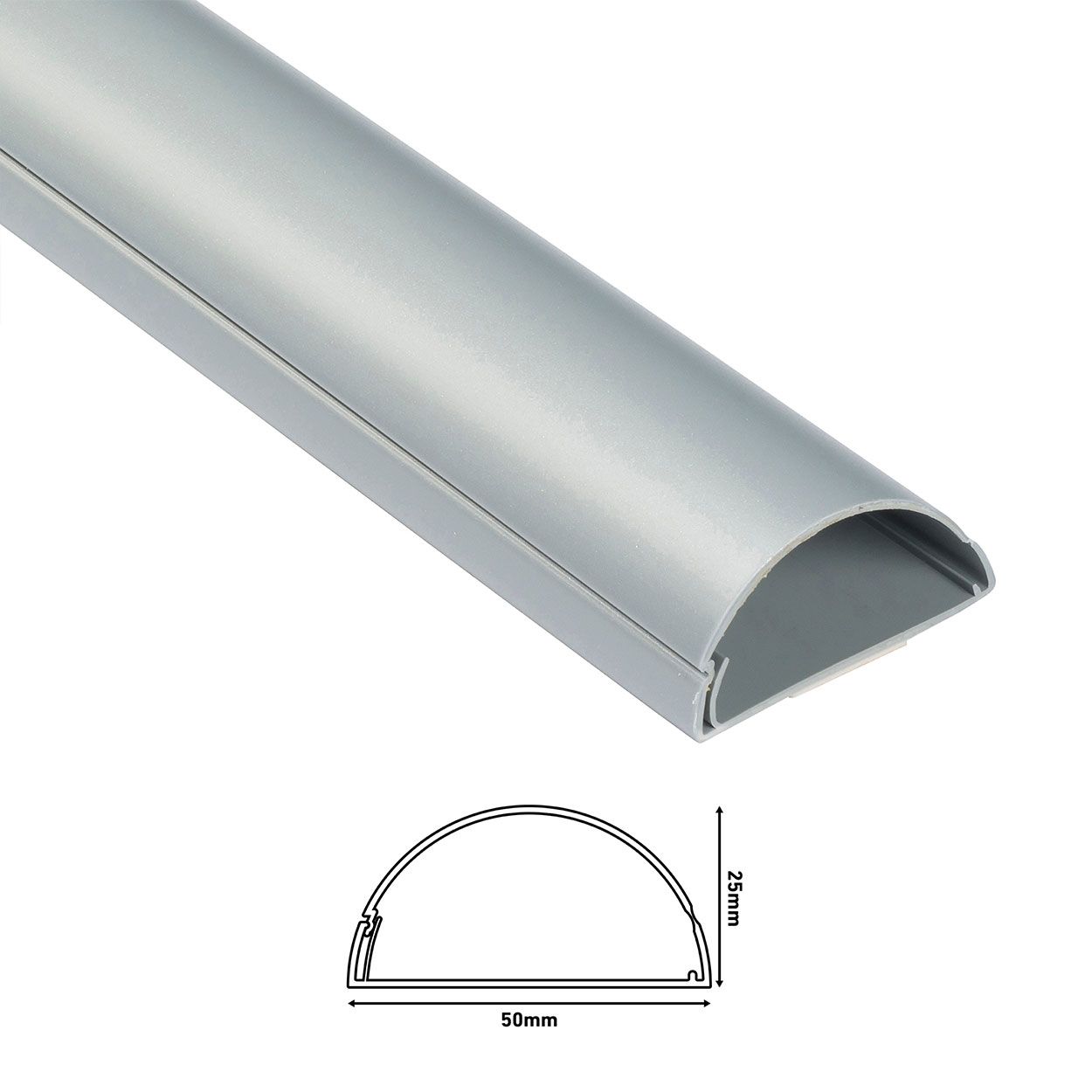 D-Line 1M Length Trunking 50X25 - Silver Effect