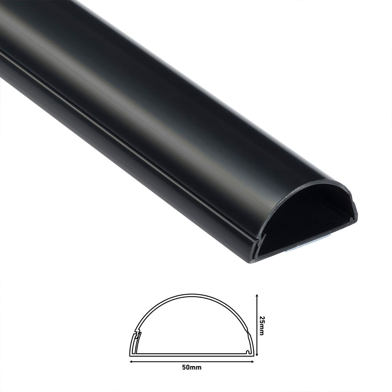 D-Line 1M Length Trunking 50X25 - Black