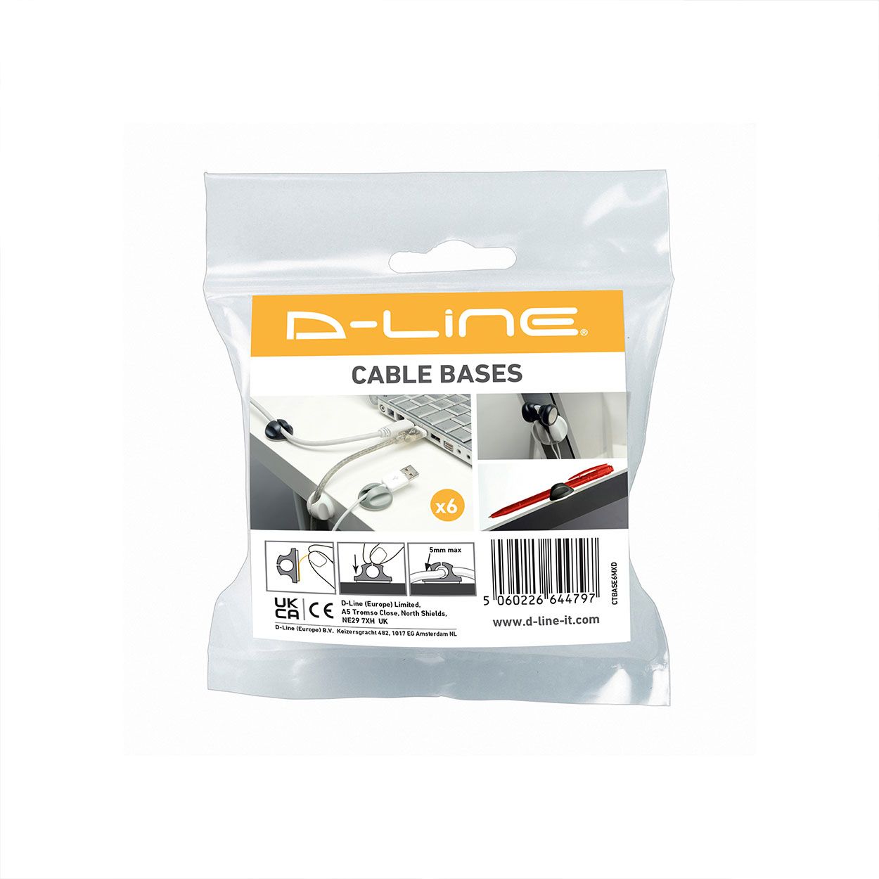 D-Line Cable Tidy Bases (Pack Of 6)