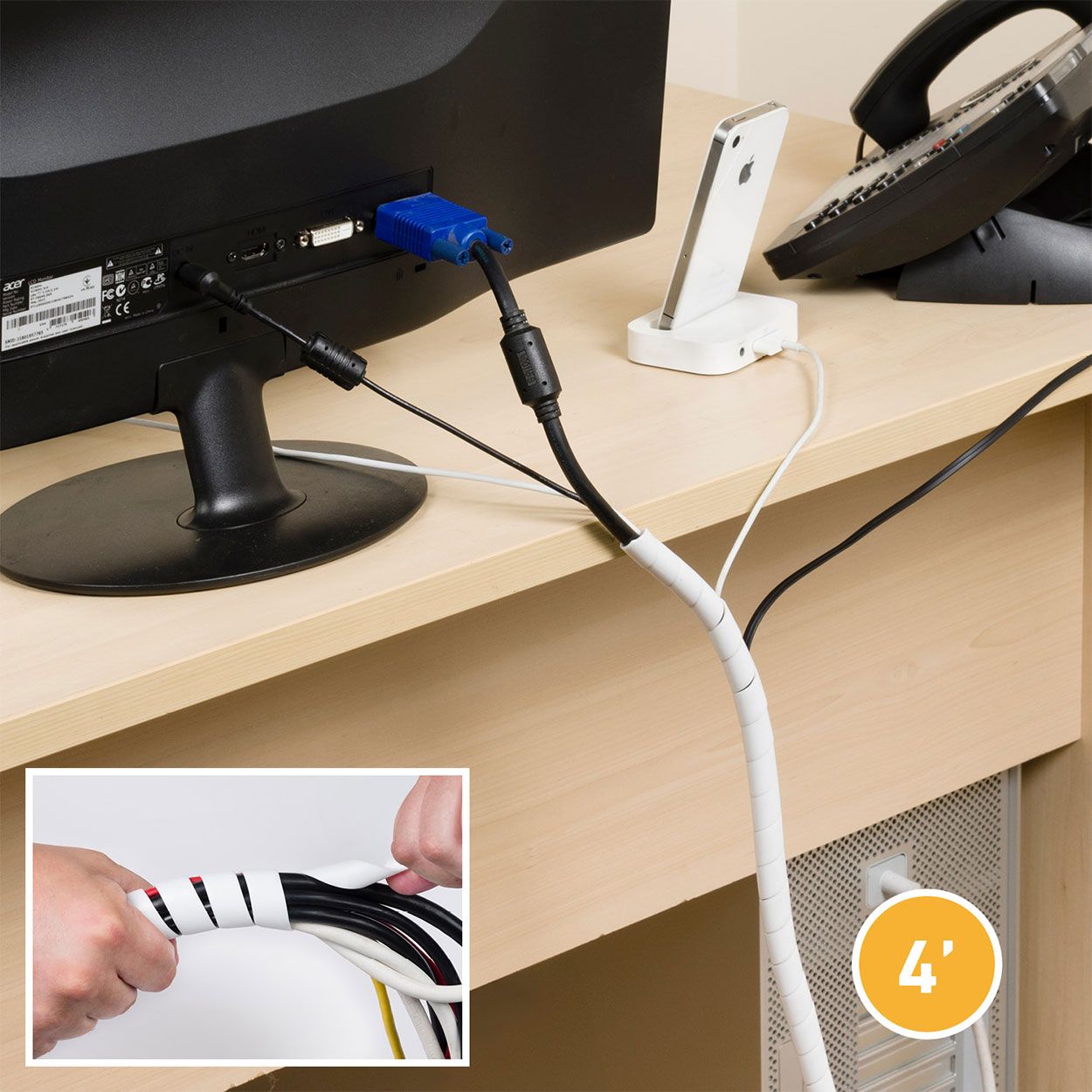 D-Line Desk Cable Tidy Accessory Pack - White