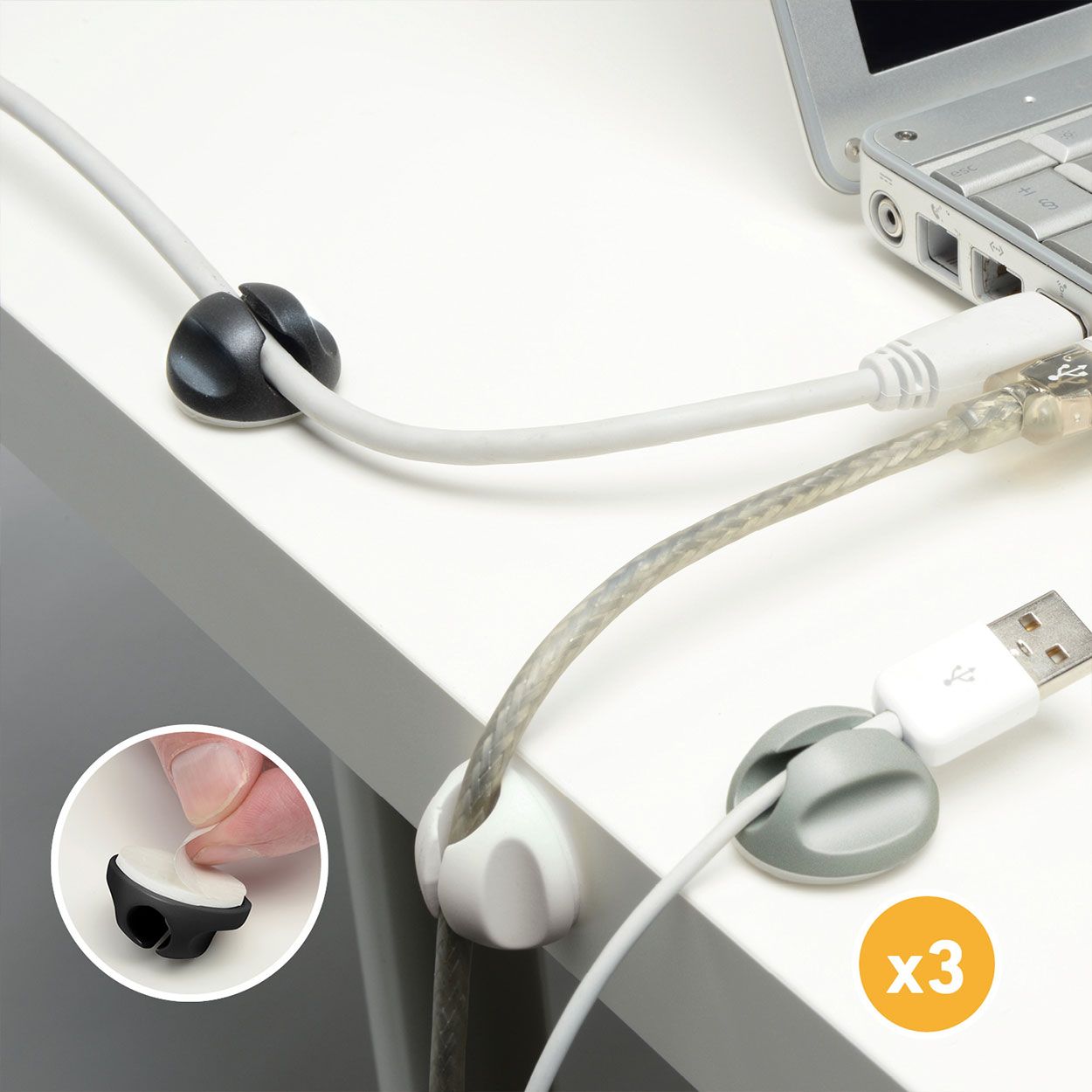 D-Line Desk Cable Tidy Accessory Pack - White