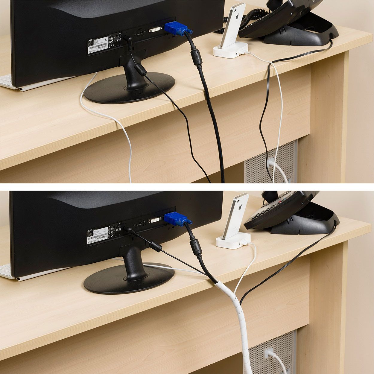 D-Line Cable Tidy Wrap, White - 2.5M, 10-40Mm Dia.