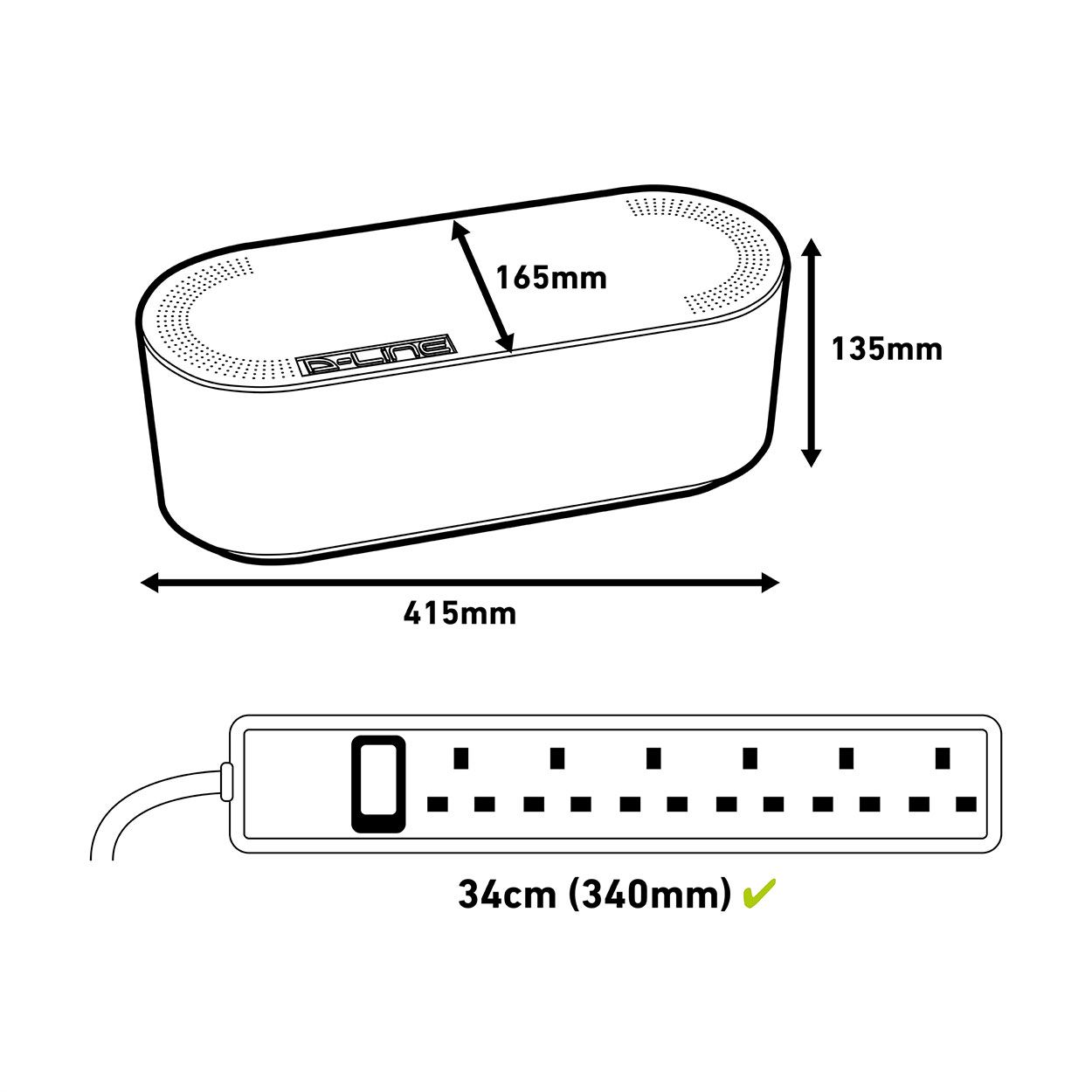 D-Line Cable Tidy Unit Large Black