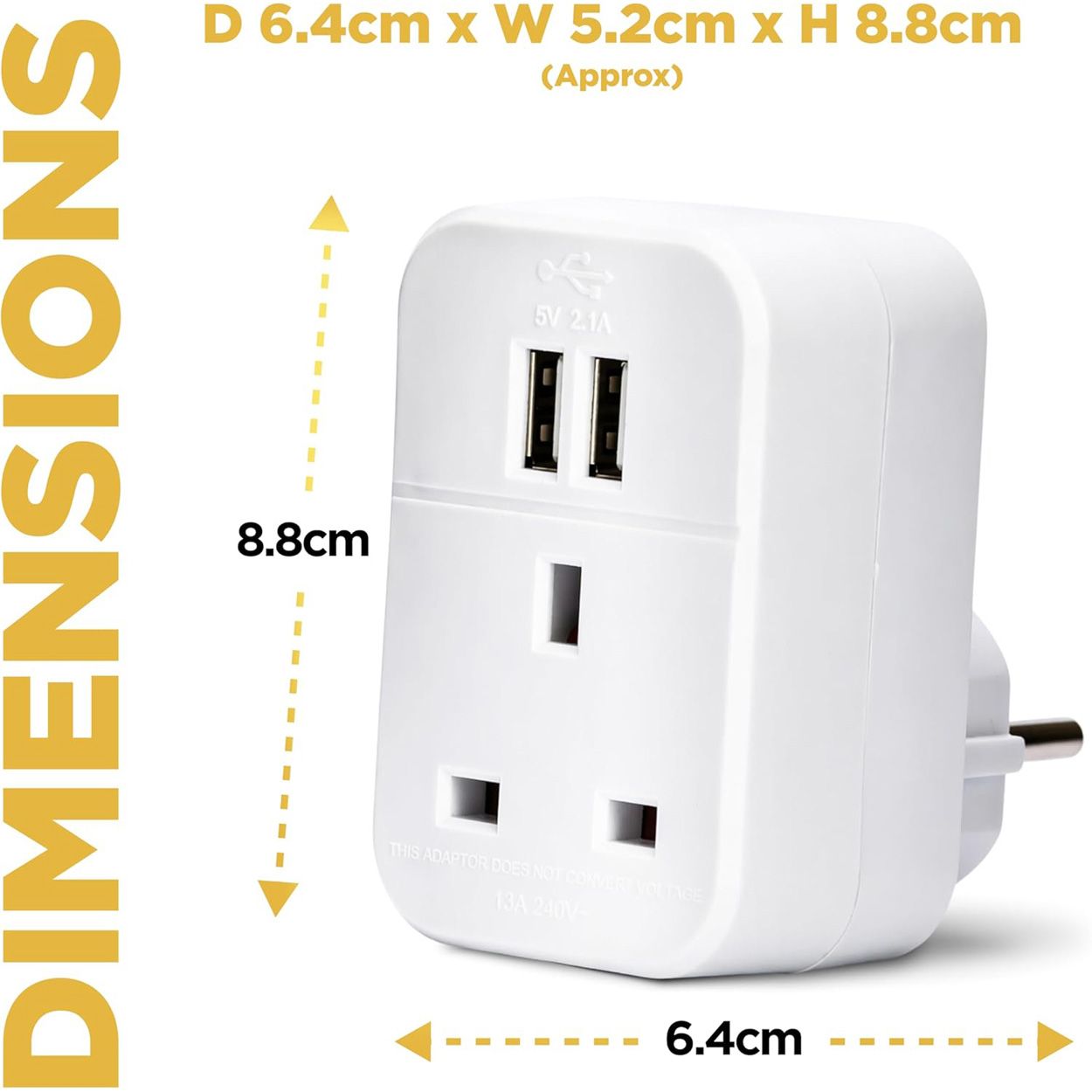 Status European Travel Adaptor White 2 x USB