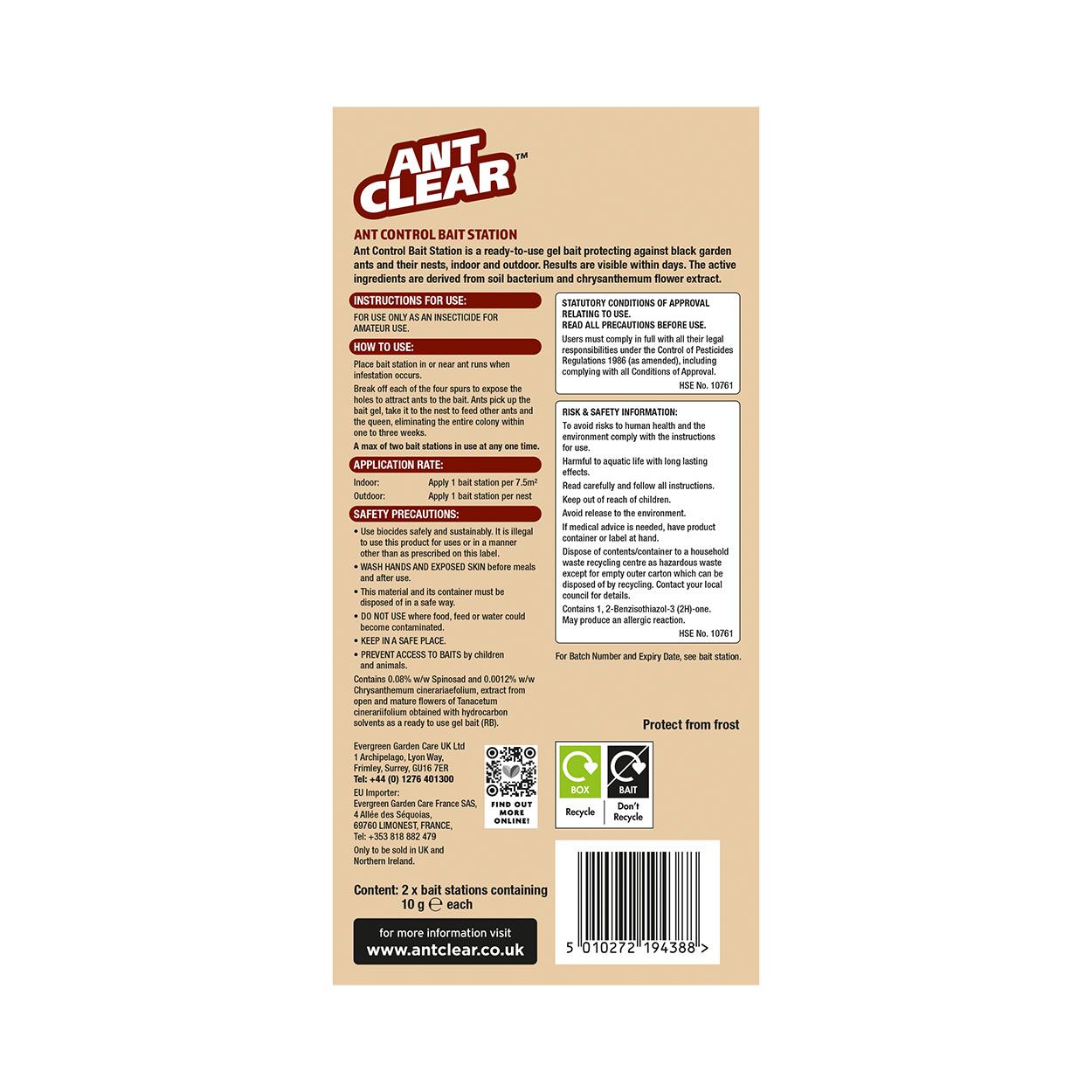 Clear Organic Ant Control Bait Station 2 Pack