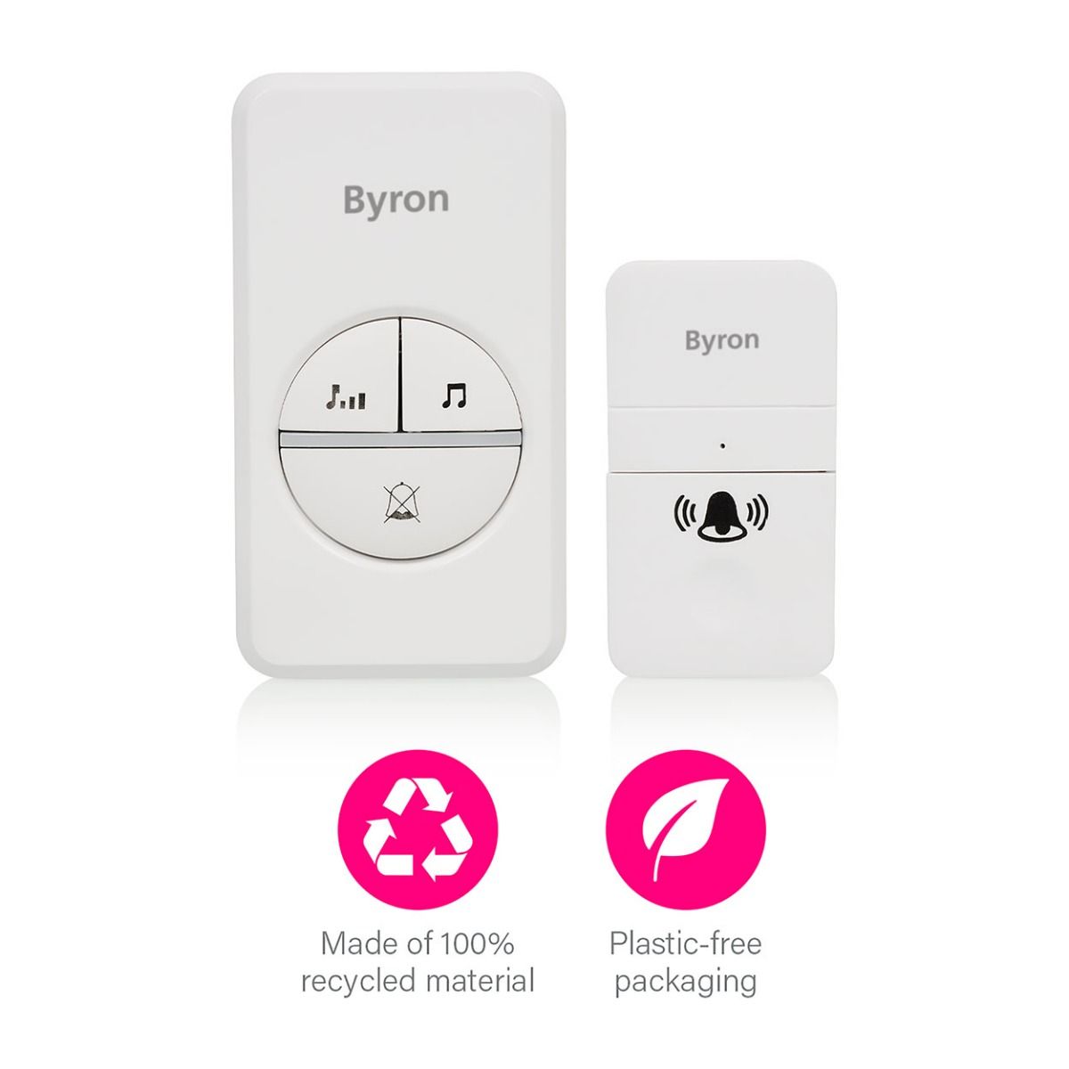 Byron 100m Kinetic Wireless Doorbell Set White
