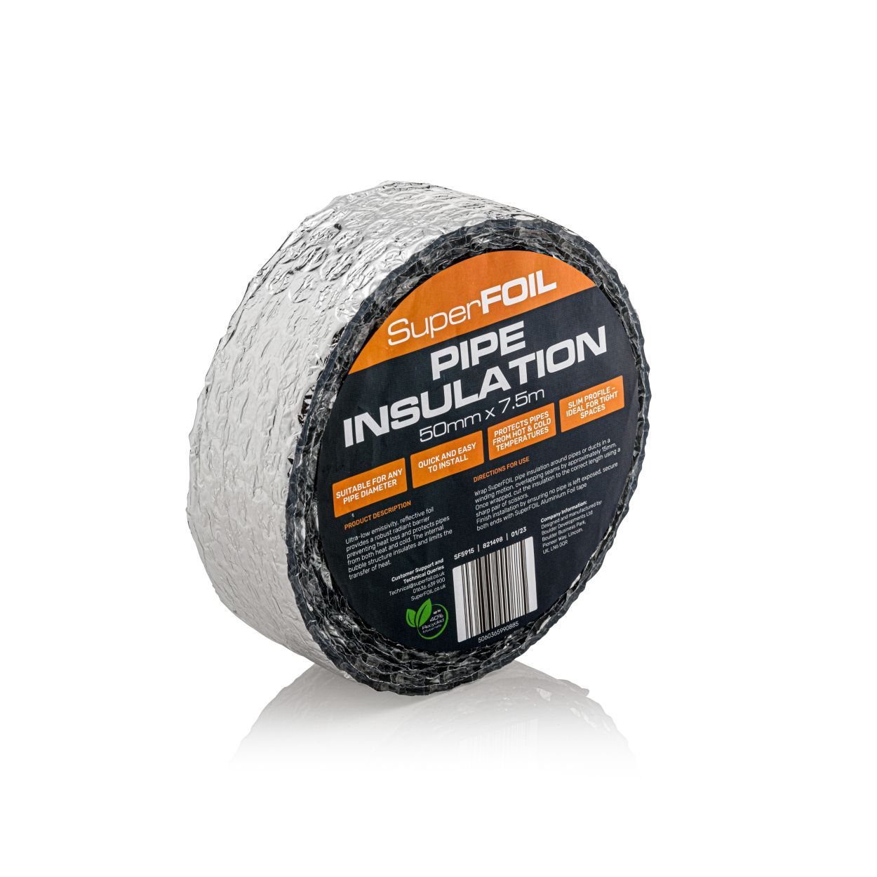 Superfoil Reflective Pipe Insulation 50mm X 7.5m