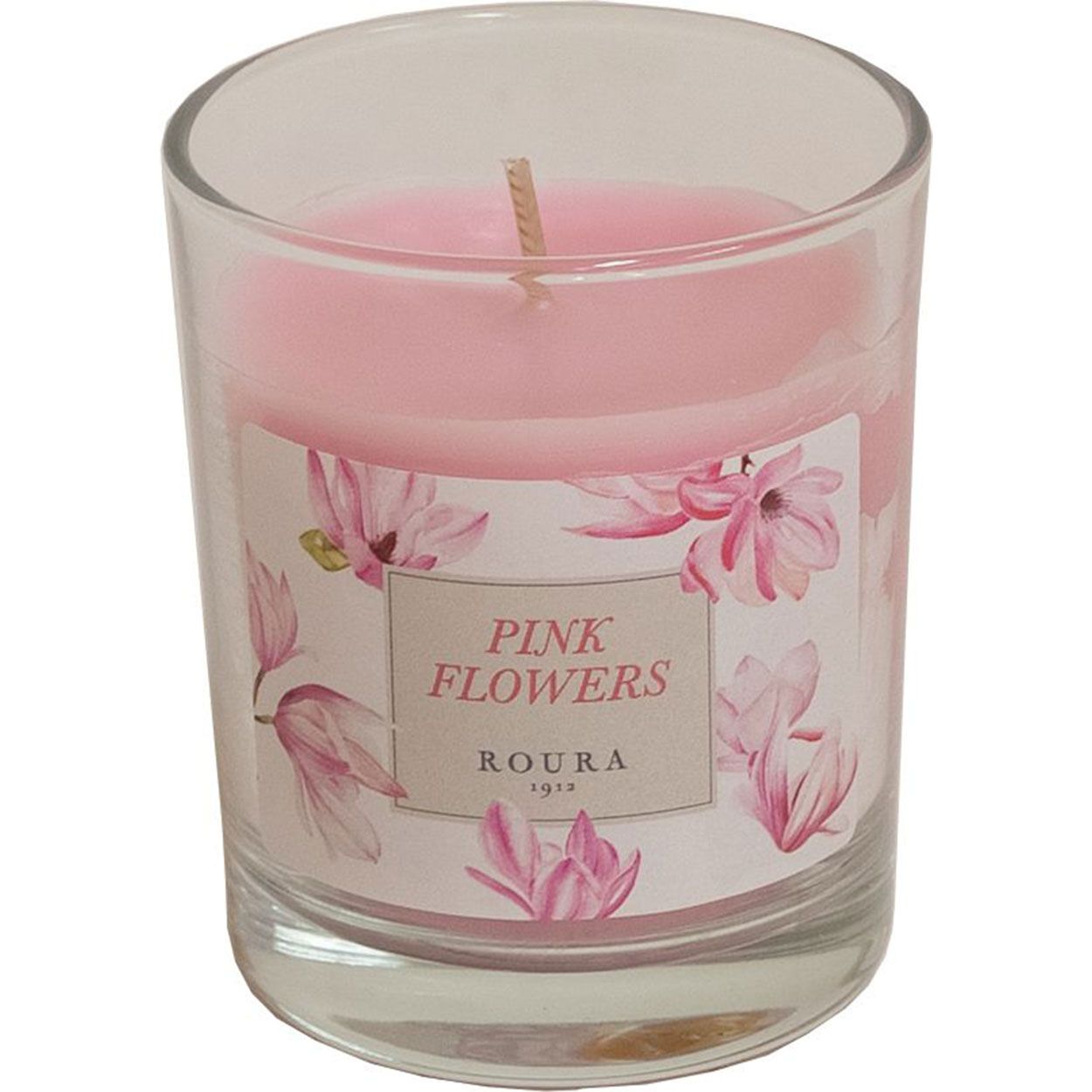 Scented Glass Candle 85mm x 70mm Pink Flowers