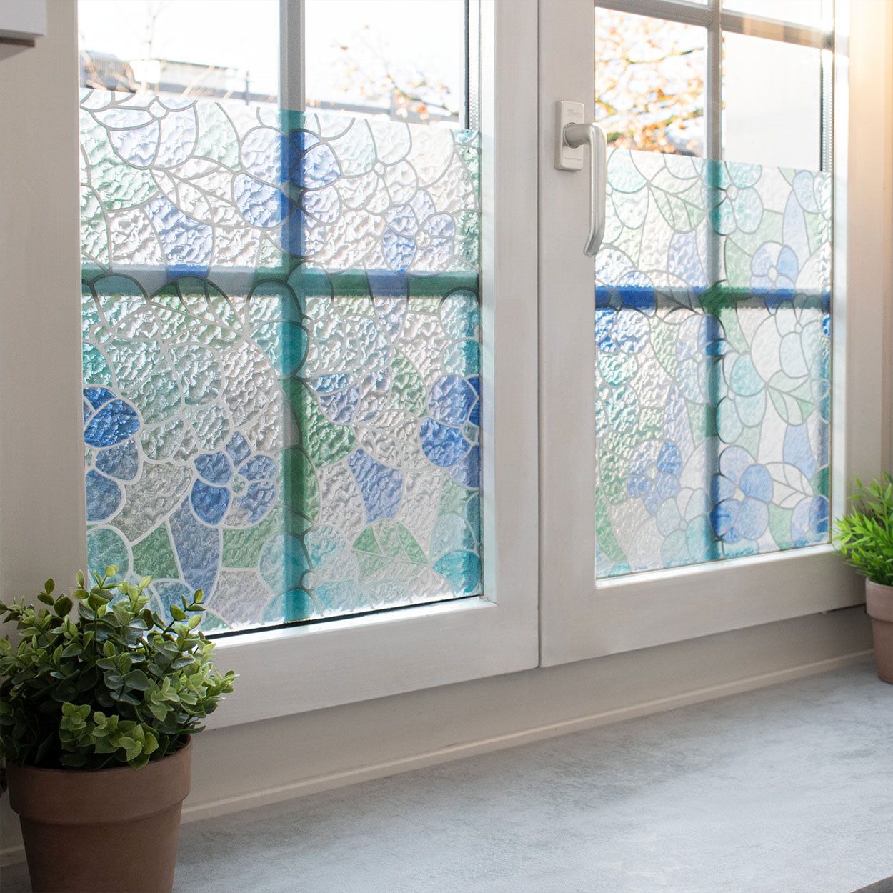 D-C-Fix Self Adhesive Lisbon Blue Frosted Window 2m x 45cm