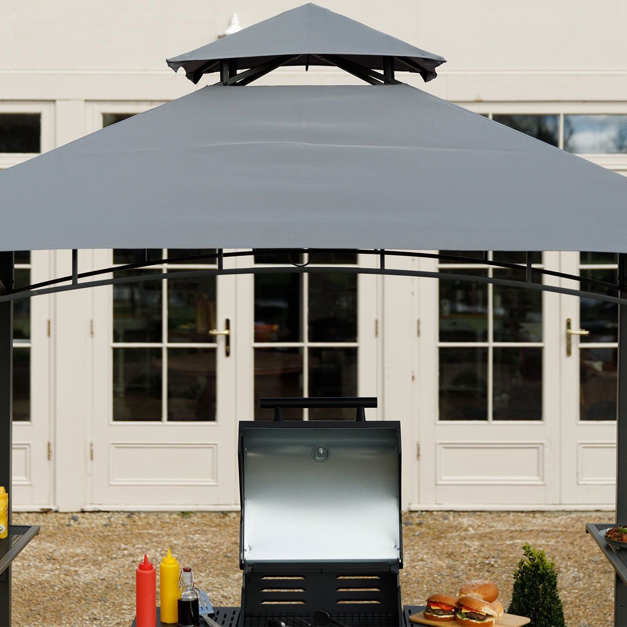 Dark Grey BBQ Gazebo 240x150x260cm