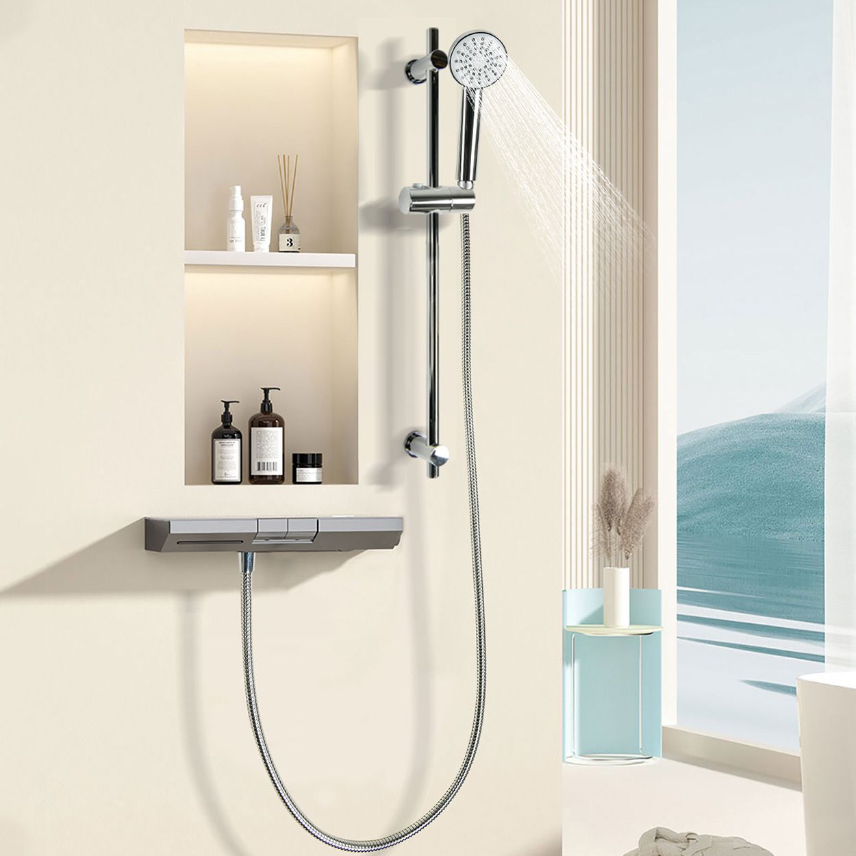 Riser Rail Shower Kit 1 Function Chrome