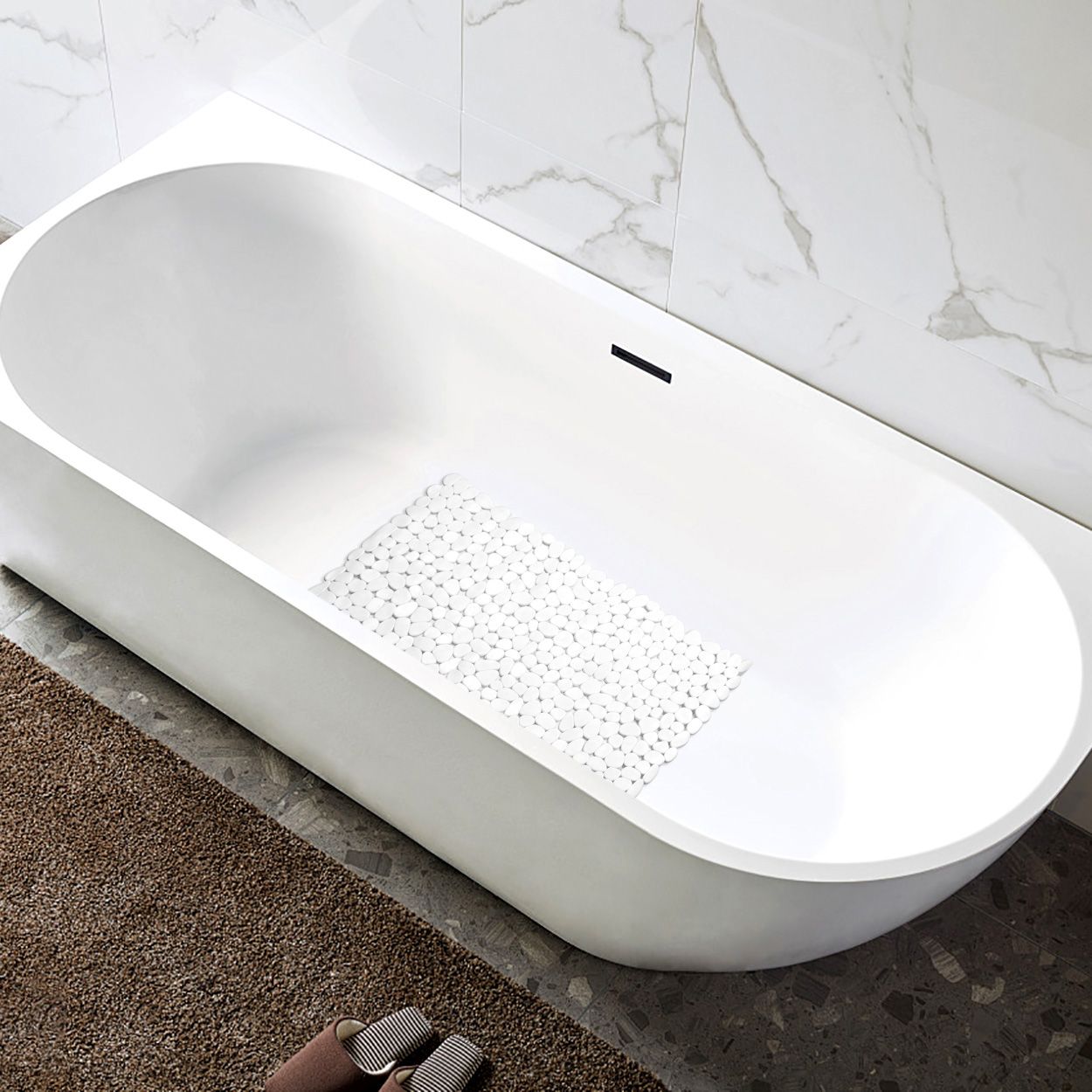 Pebbles Anti-Slip Bath Mat White