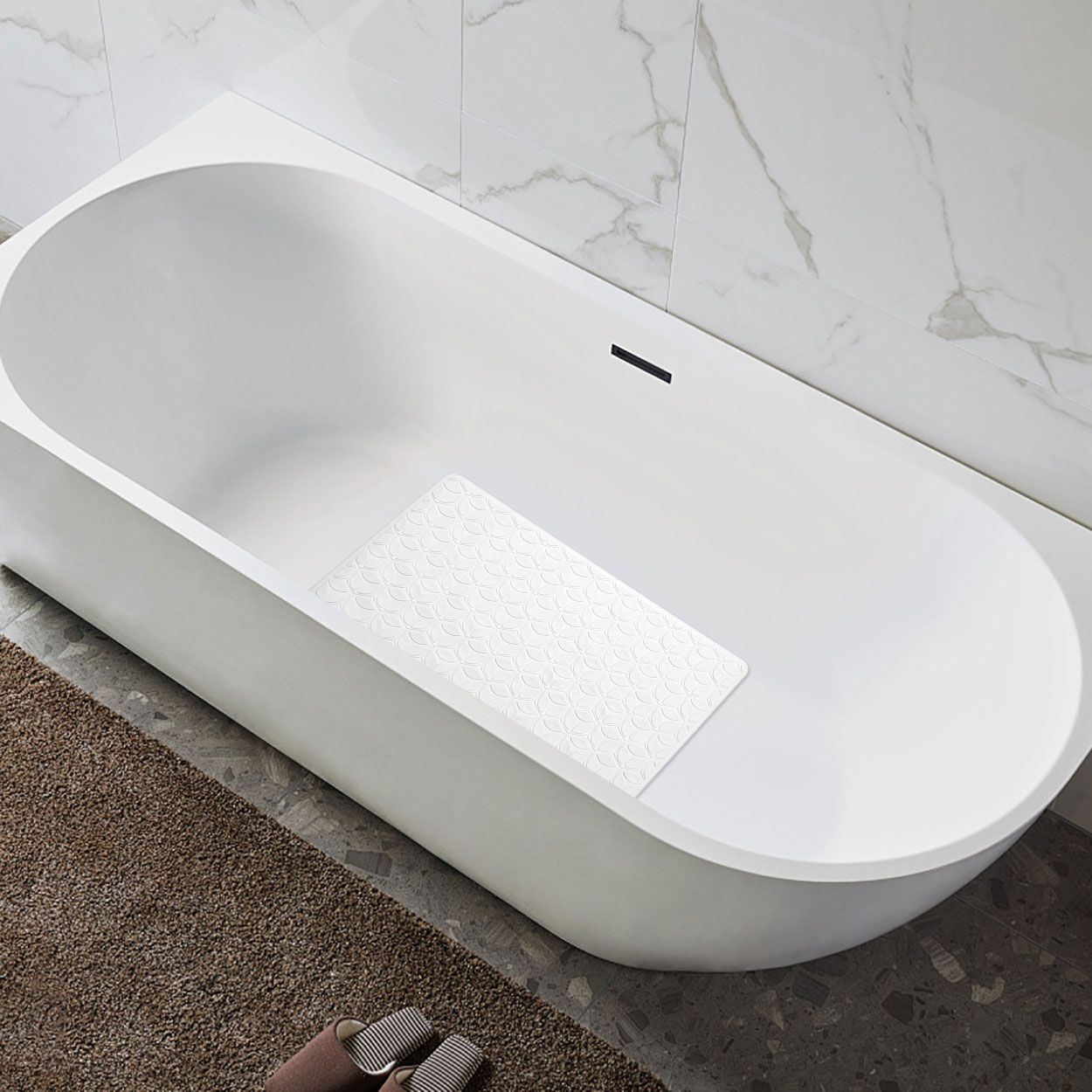 Geometric Anti-Slip Bath Mat White