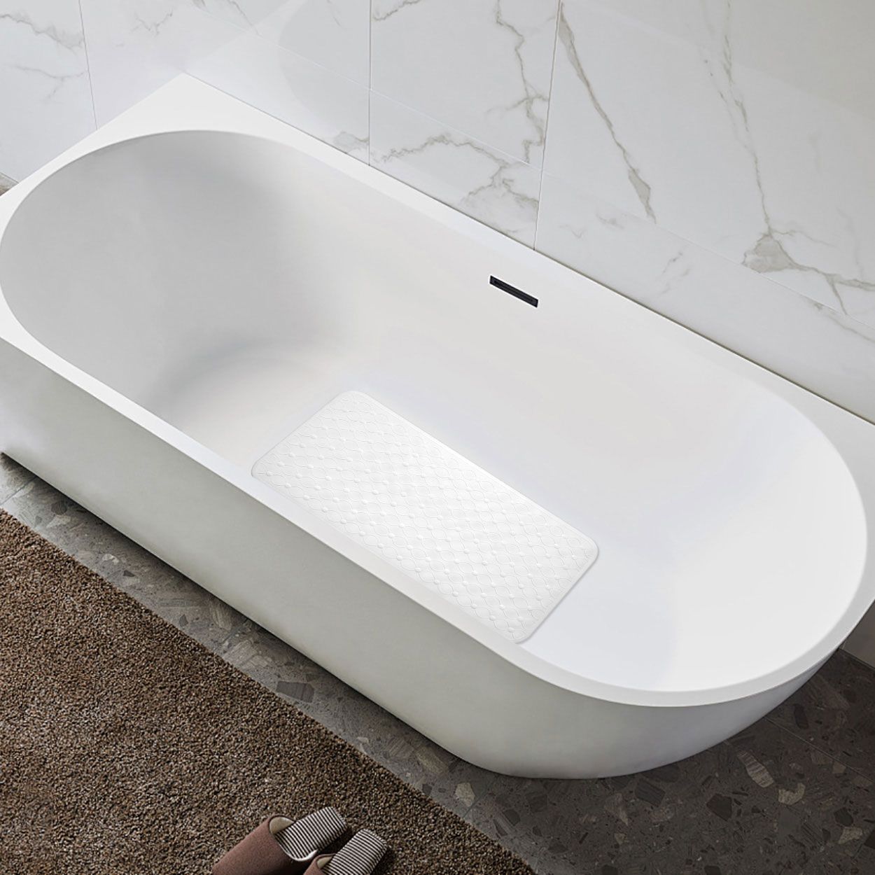 Dotted Anti-Slip Bath Mat White