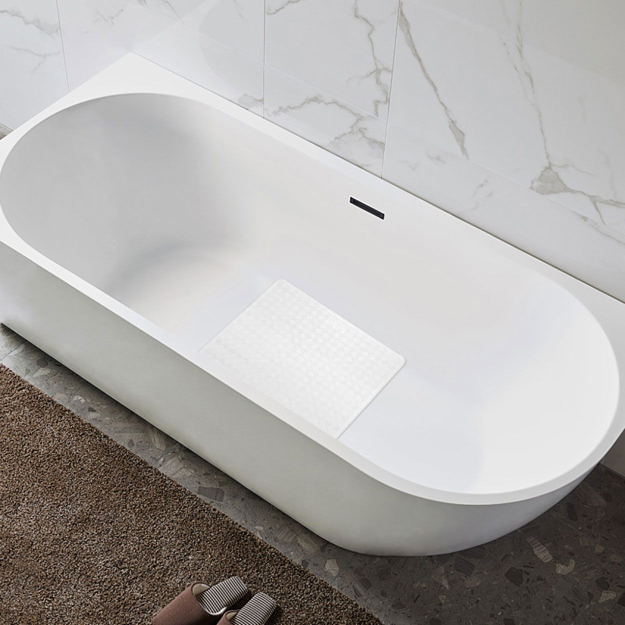 Square Anti-Slip Bath Mat White