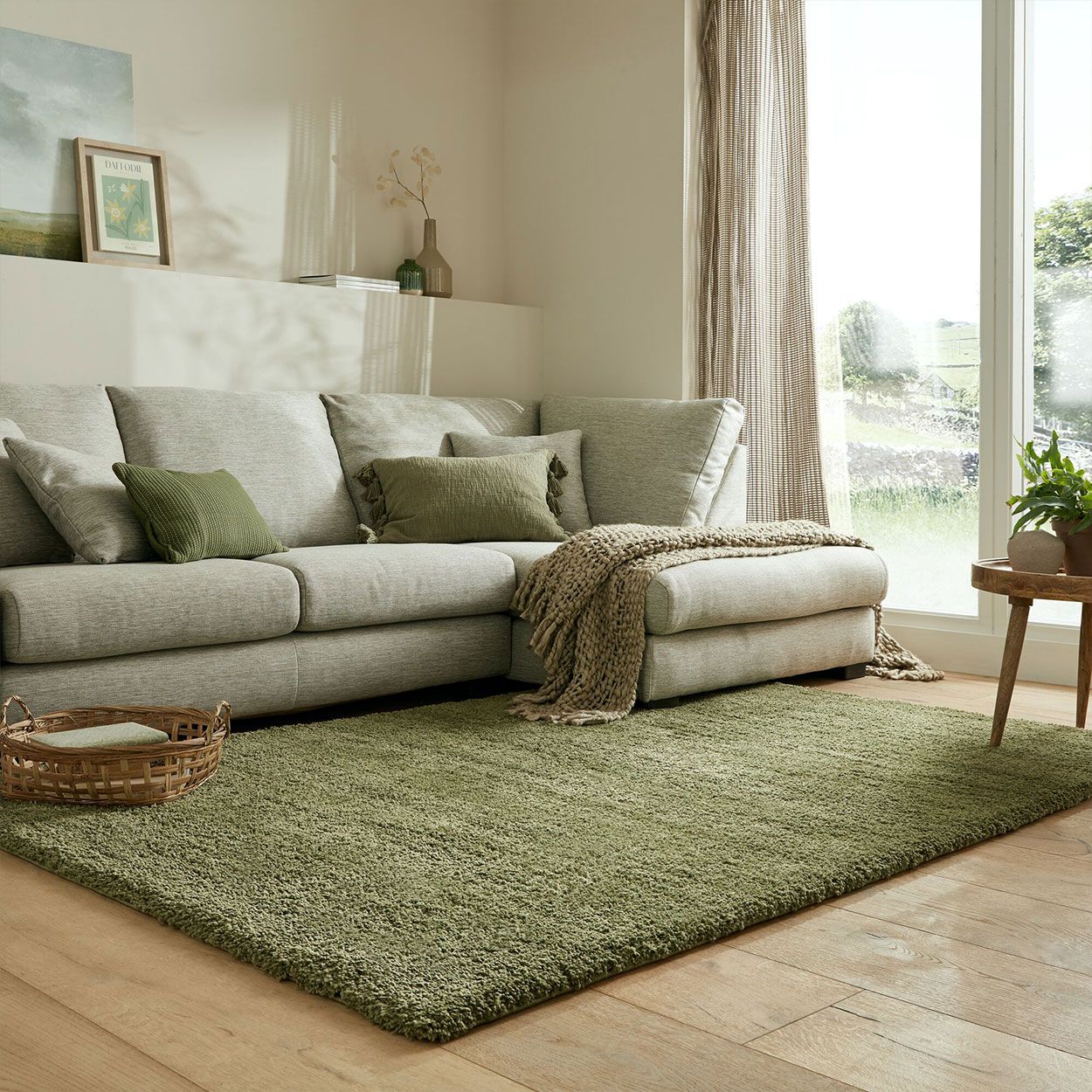 Feather Shaggy Green Rug