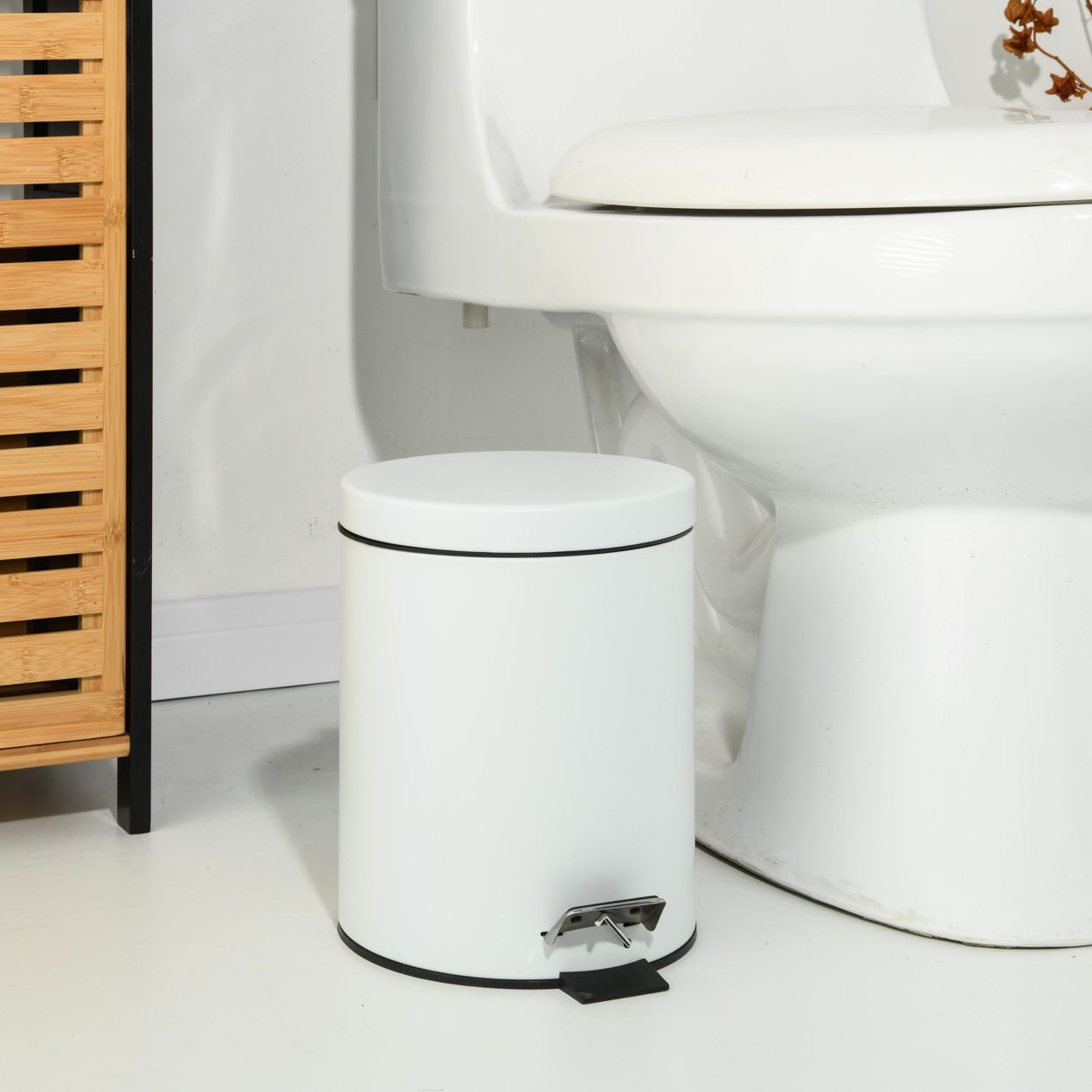 Bathroom Waste Bin Matt White 5L