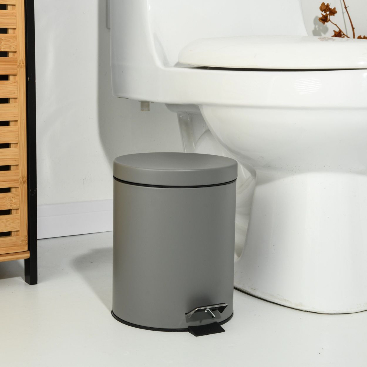 Bathroom Waste Bin Matt Grey 5L