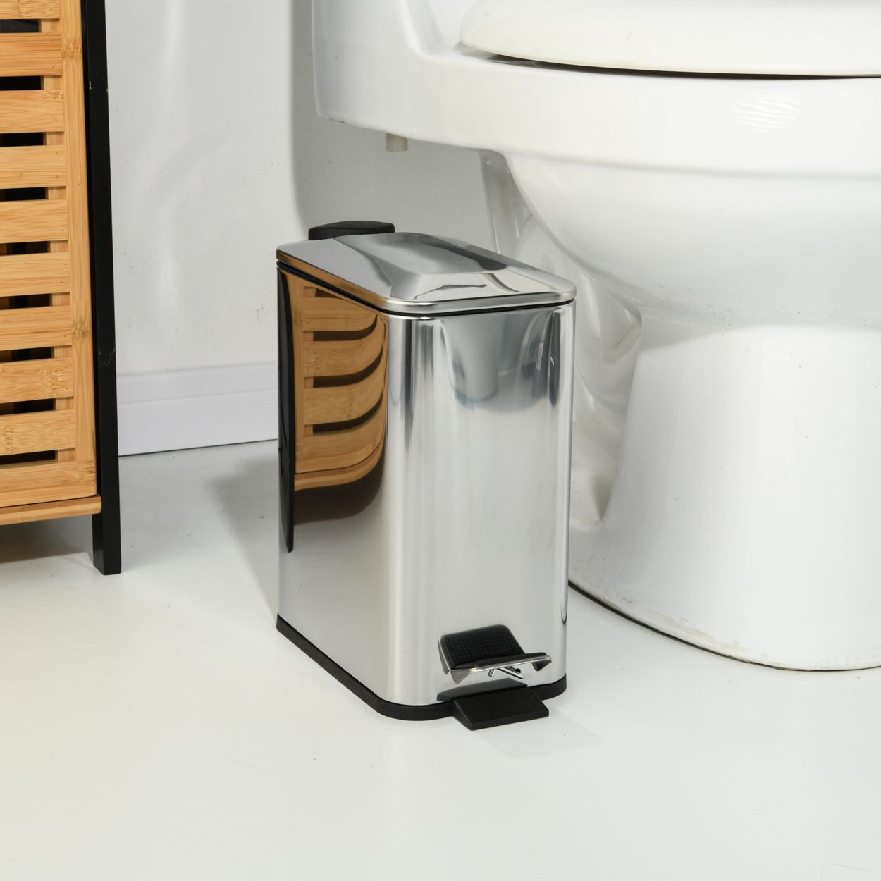 Bathroom Waste Bin Slim Stainless Steel 5L