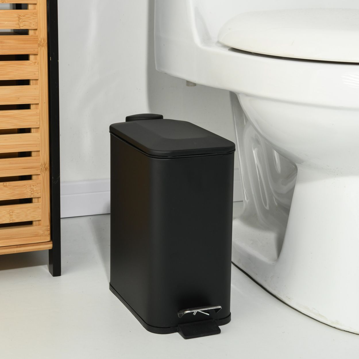 Bathroom Waste Bin Slim Matt Black 5L