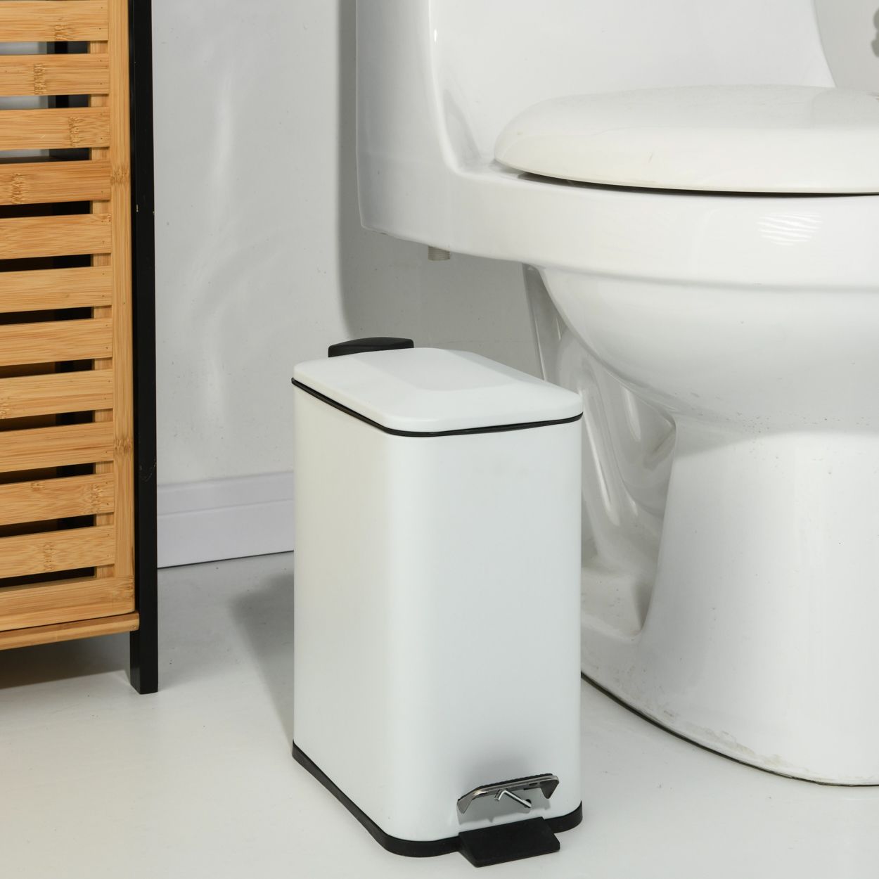 Bathroom Waste Bin Slim White 5L