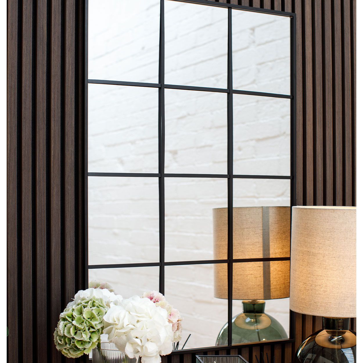 Metal Window Mirror in Black - 70cm x 100cm