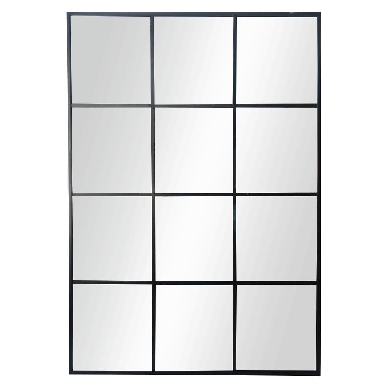 Metal Window Mirror in Black - 70cm x 100cm