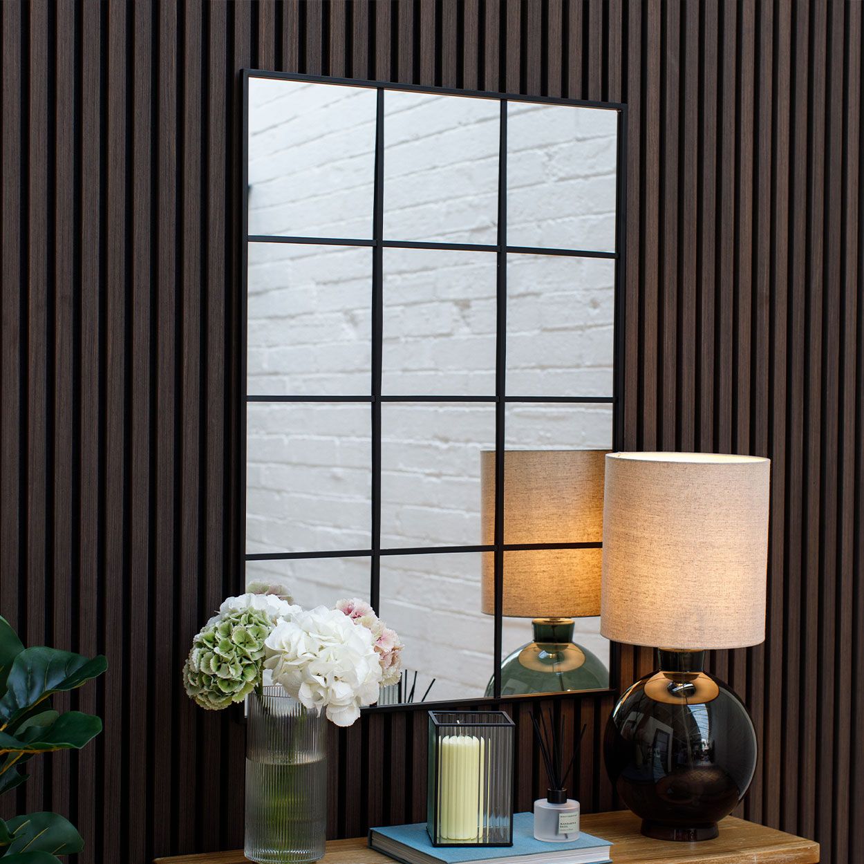 Metal Window Mirror in Black - 70cm x 100cm