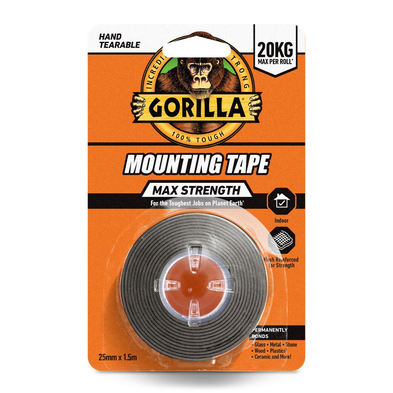 Gorilla Max Strength Mounting Tape Black 1.5M