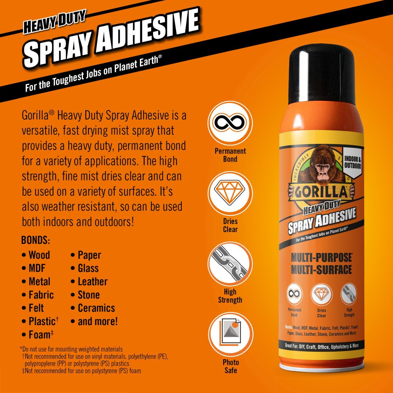 Gorilla Heavy Duty Spray Adhesive 400ml