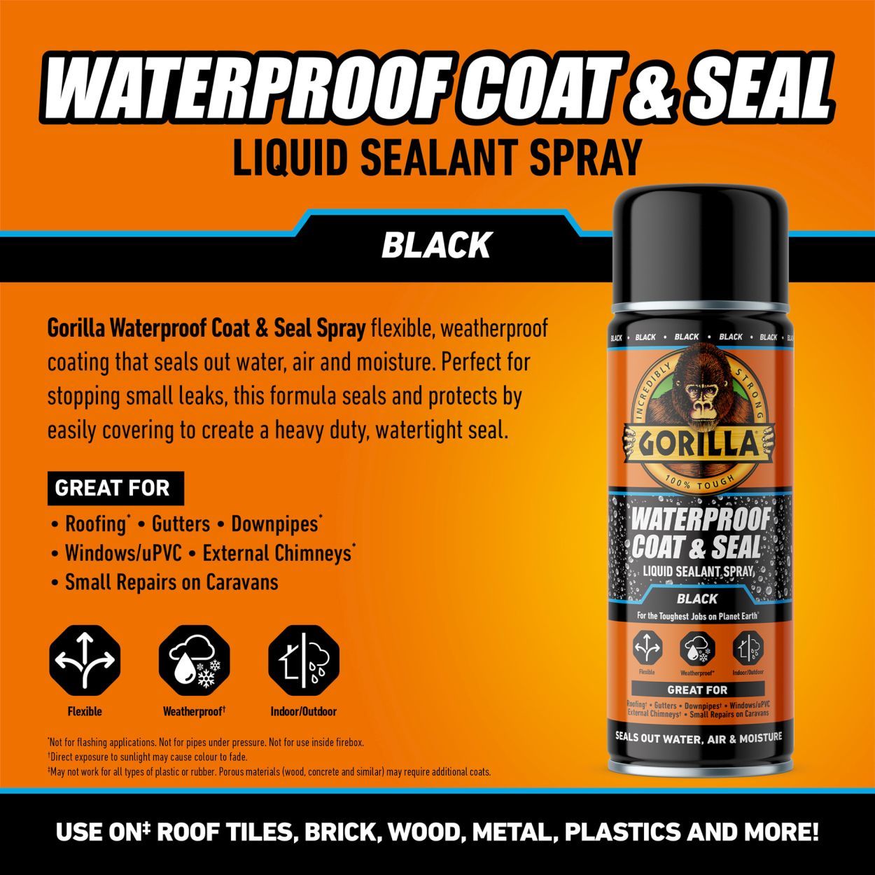 Gorilla Waterproof Coat & Seal Spray Black 450ml