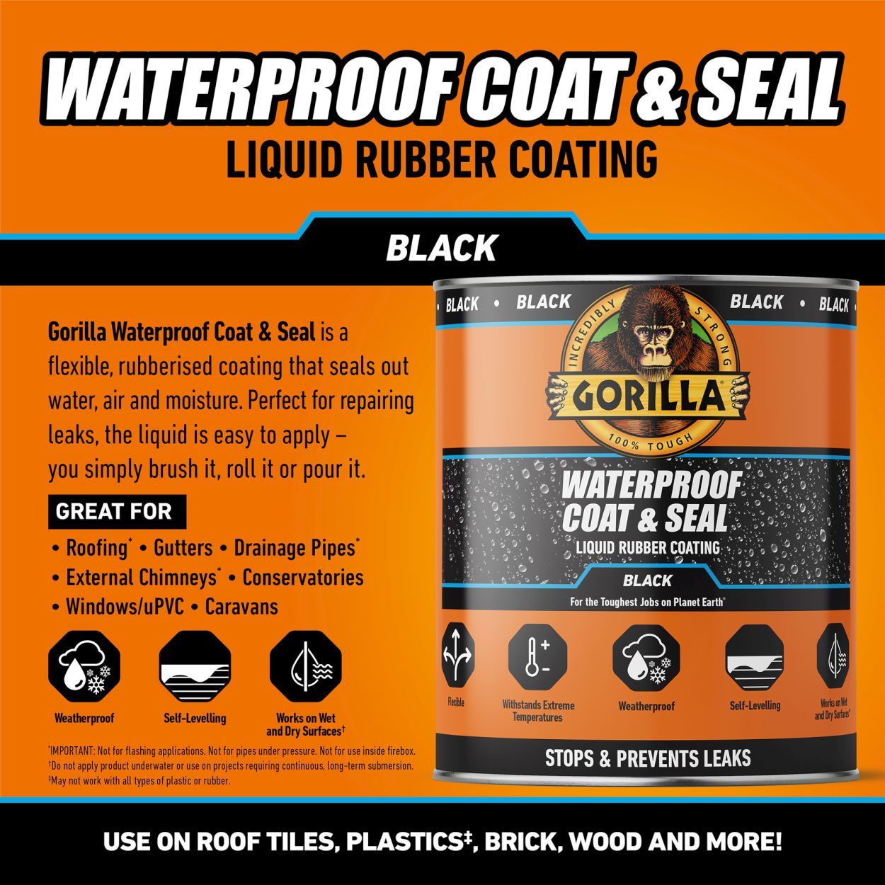 Gorilla Waterproof Coat & Seal Black 946ml