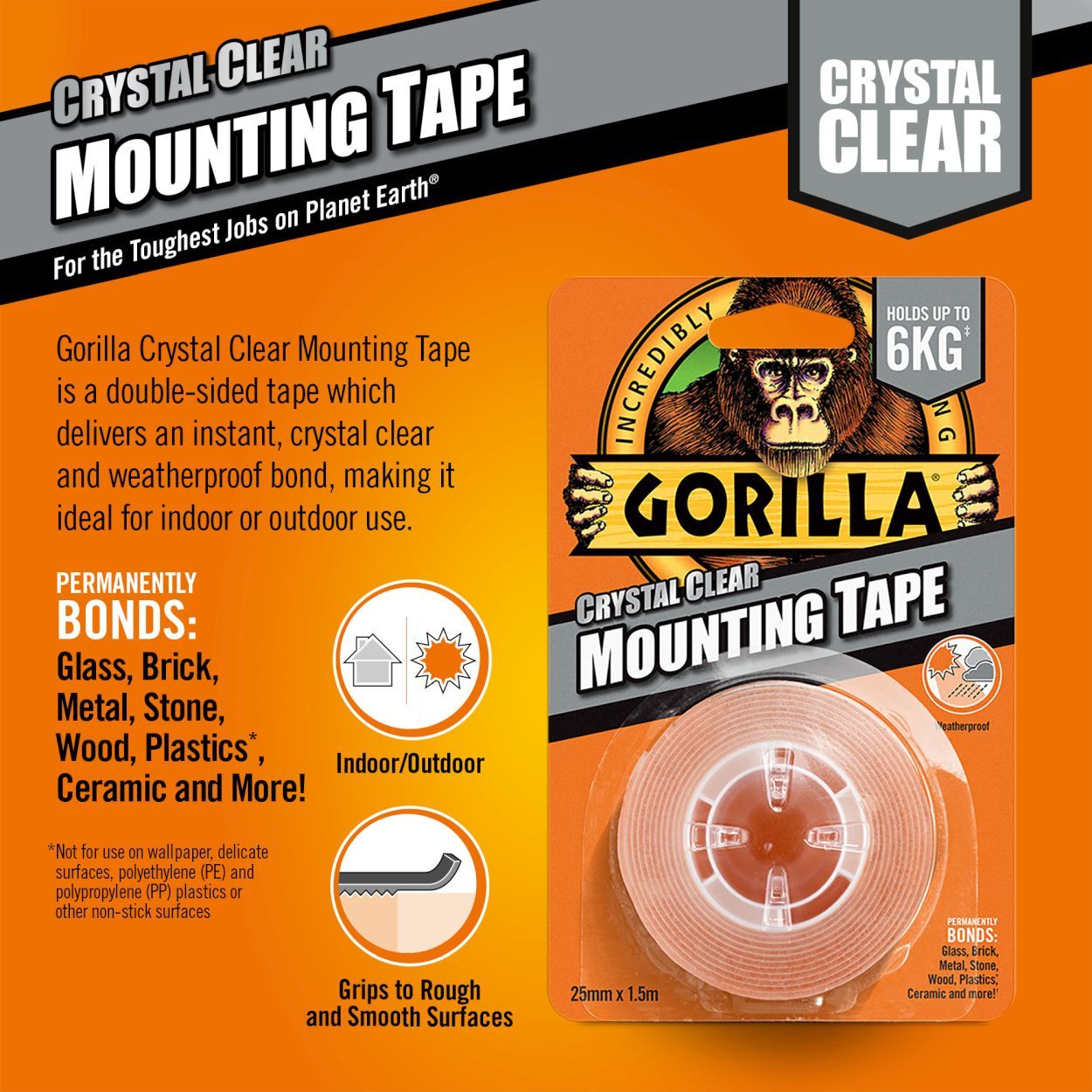 Gorilla Tape Mounting Clear Xl 3.8M