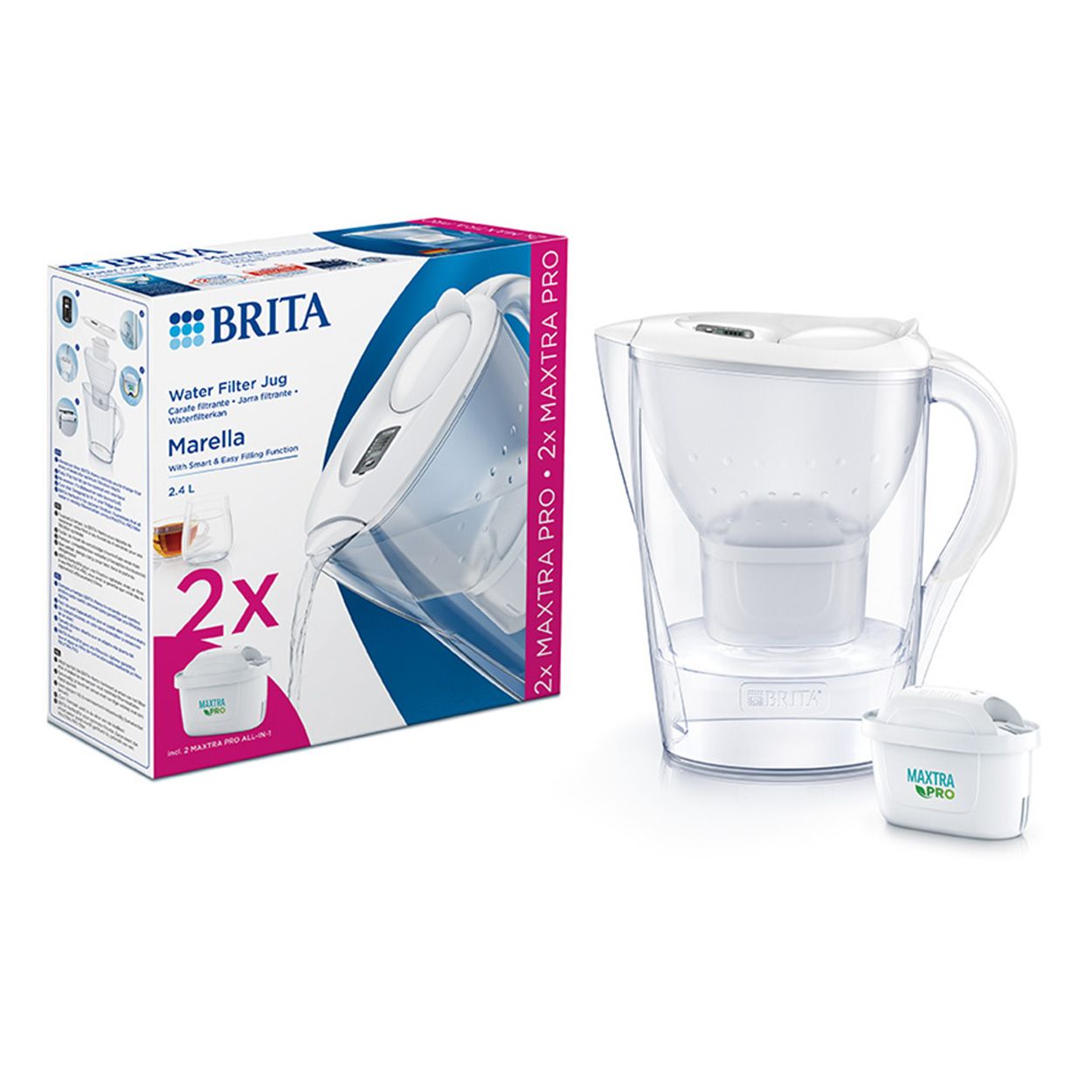 Brita Marella Incl 2 Maxtra Pro 2.4L White Jug